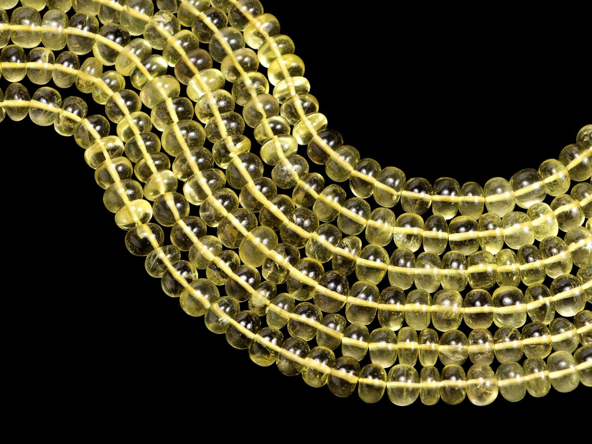 Natural Yellow Lemon Quartz Smooth Rondelle Beads, SKU2174
