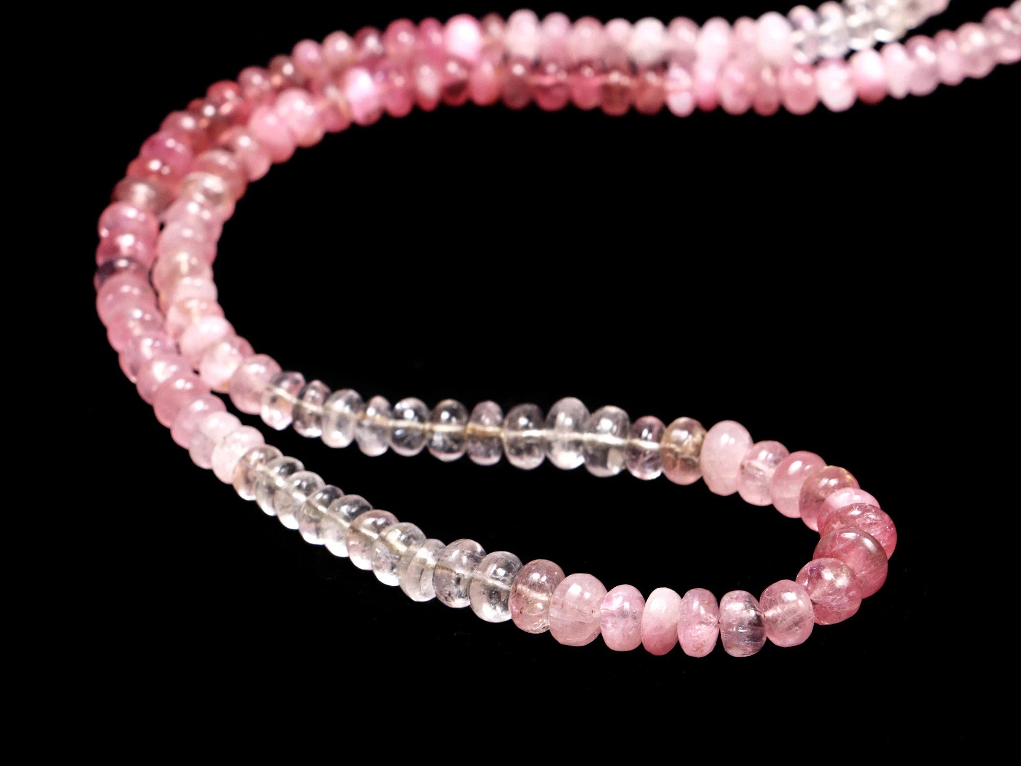 Afghani Pink Tourmaline Smooth Rondelle Shaded Beads, SKU2179