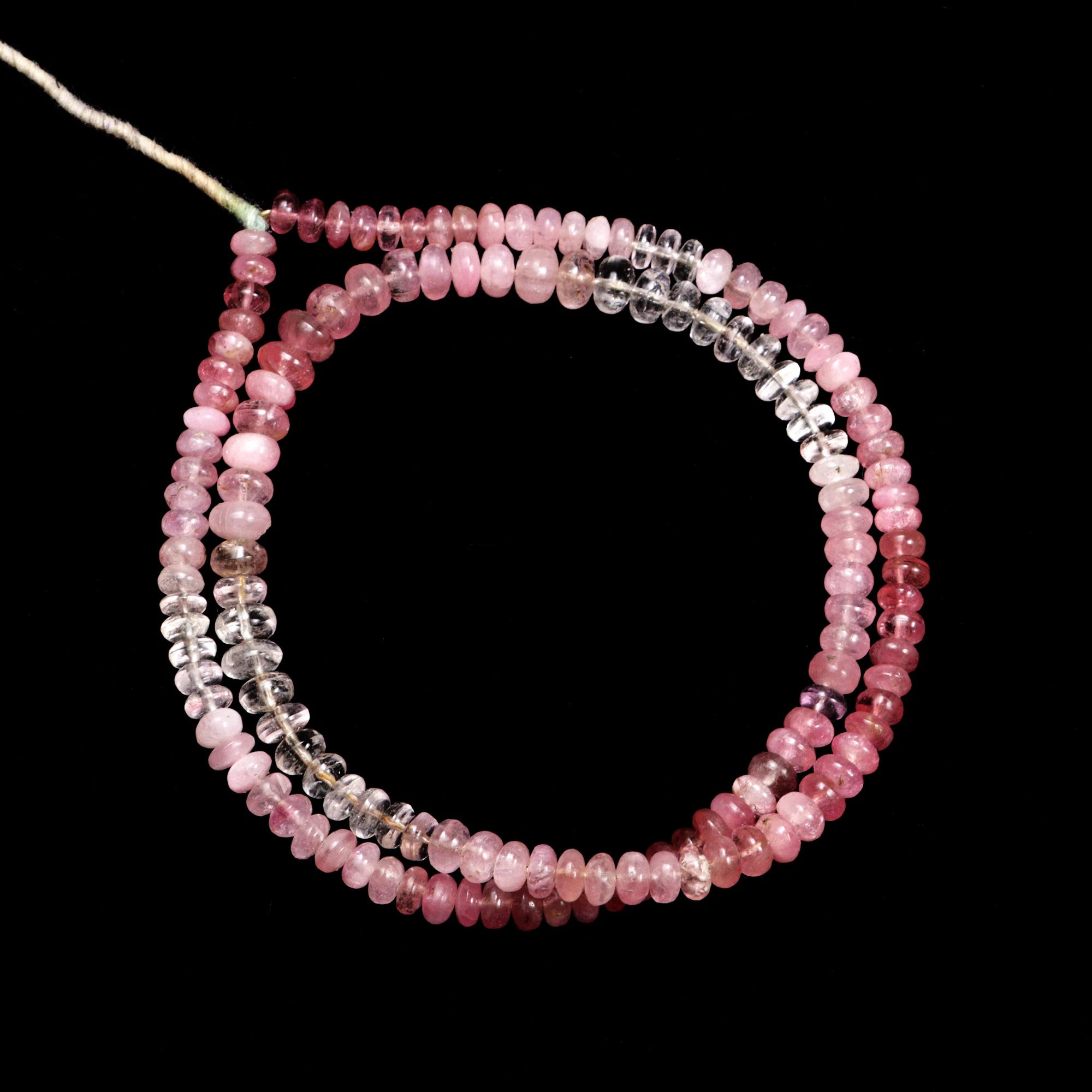 Afghani Pink Tourmaline Smooth Rondelle Shaded Beads, SKU2179