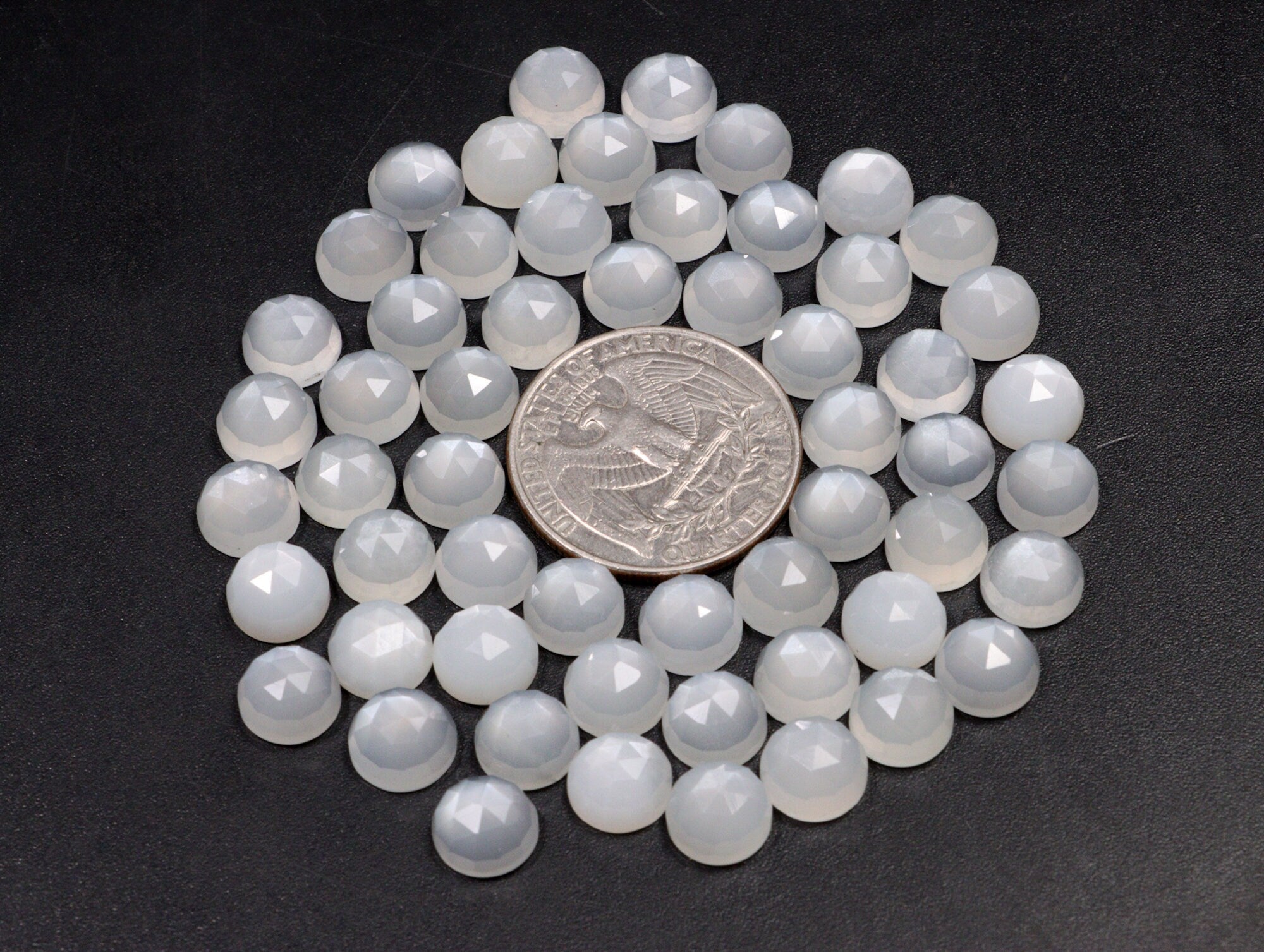 White Moonstone Faceted Round Loose Gemstone, 8 mm, SKU2224