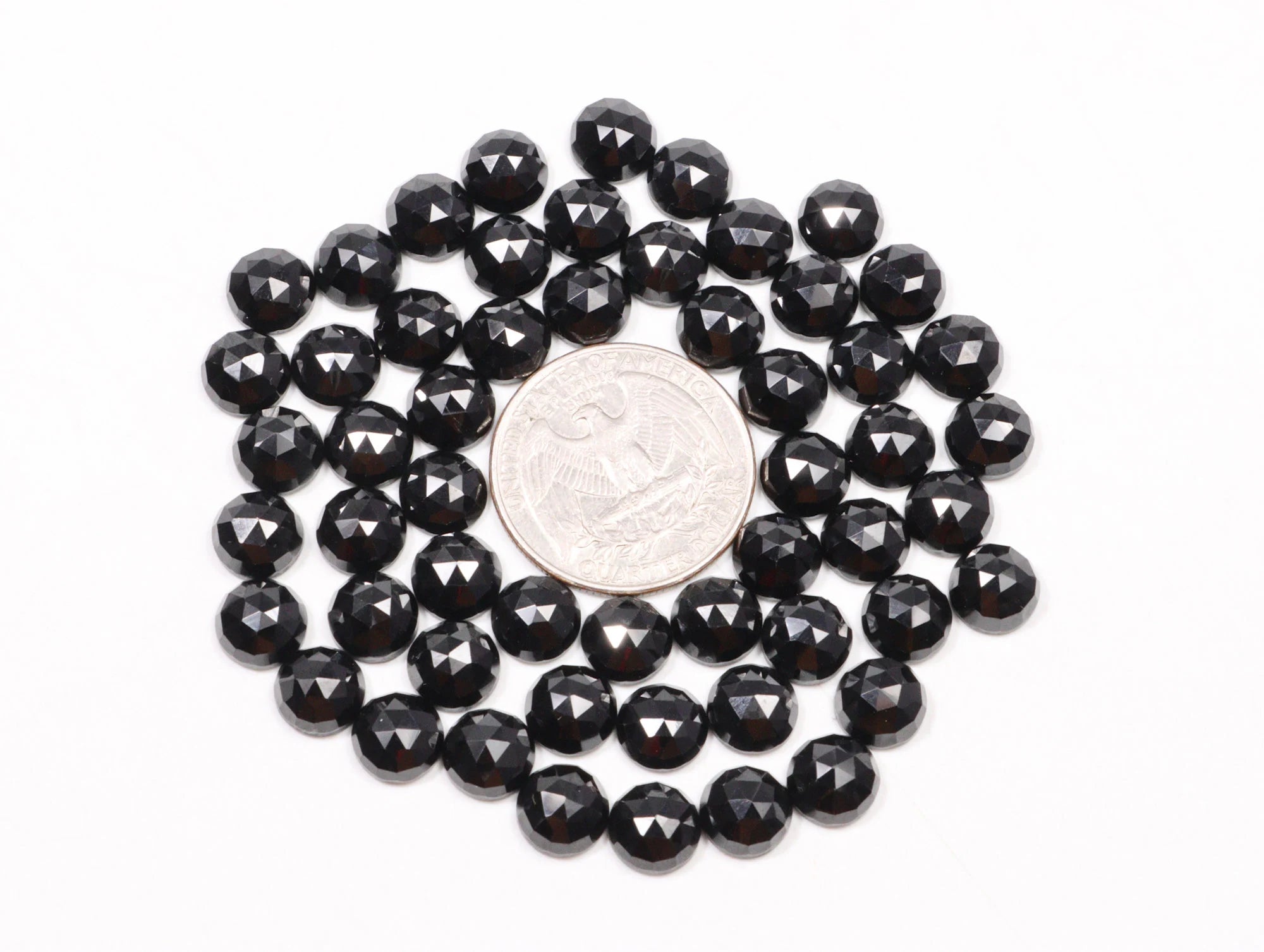 Natural Black Spinel Faceted Round Loose Calibrated Gemstone, 8 mm Cabs, SKU2231