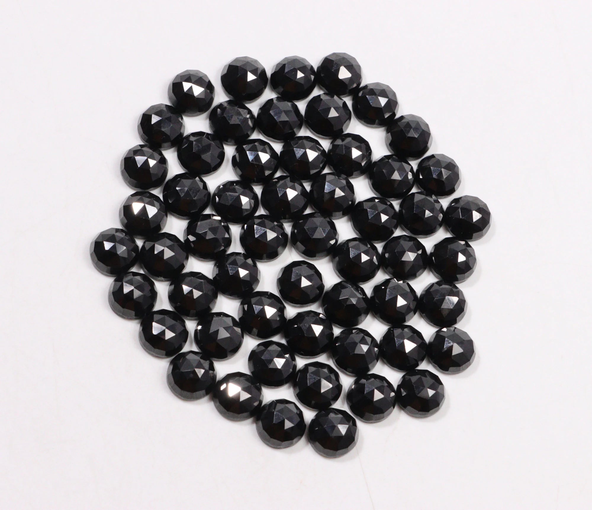 Natural Black Spinel Faceted Round Loose Calibrated Gemstone, 8 mm Cabs, SKU2231