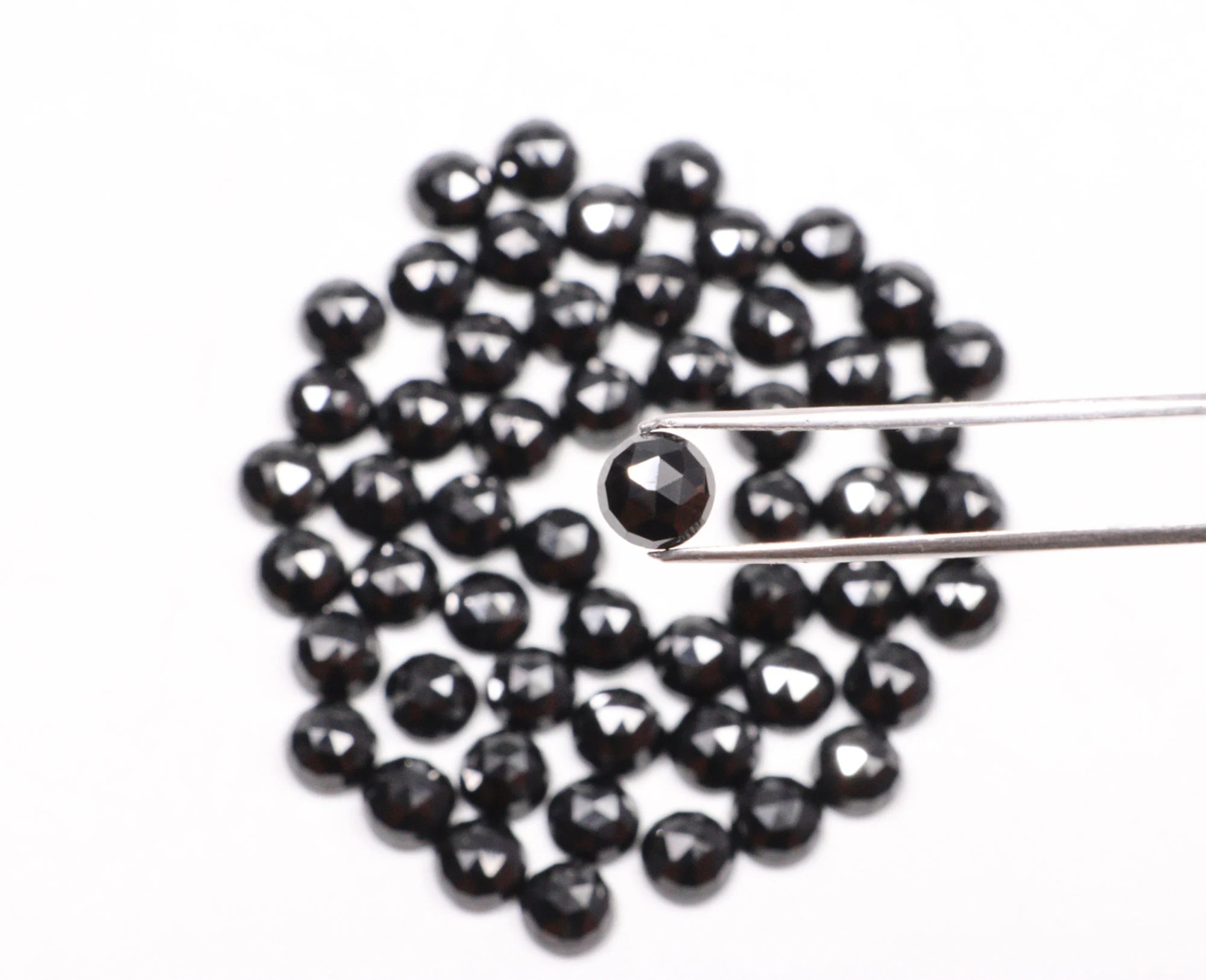 Natural Black Spinel Faceted Round Loose Calibrated Gemstone, 8 mm Cabs, SKU2231