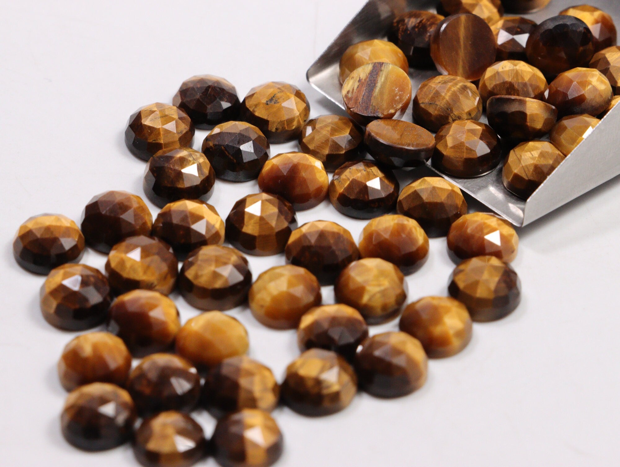 Tiger's Eye Faceted Round Loose Gemstone, 8 mm, SKU2218