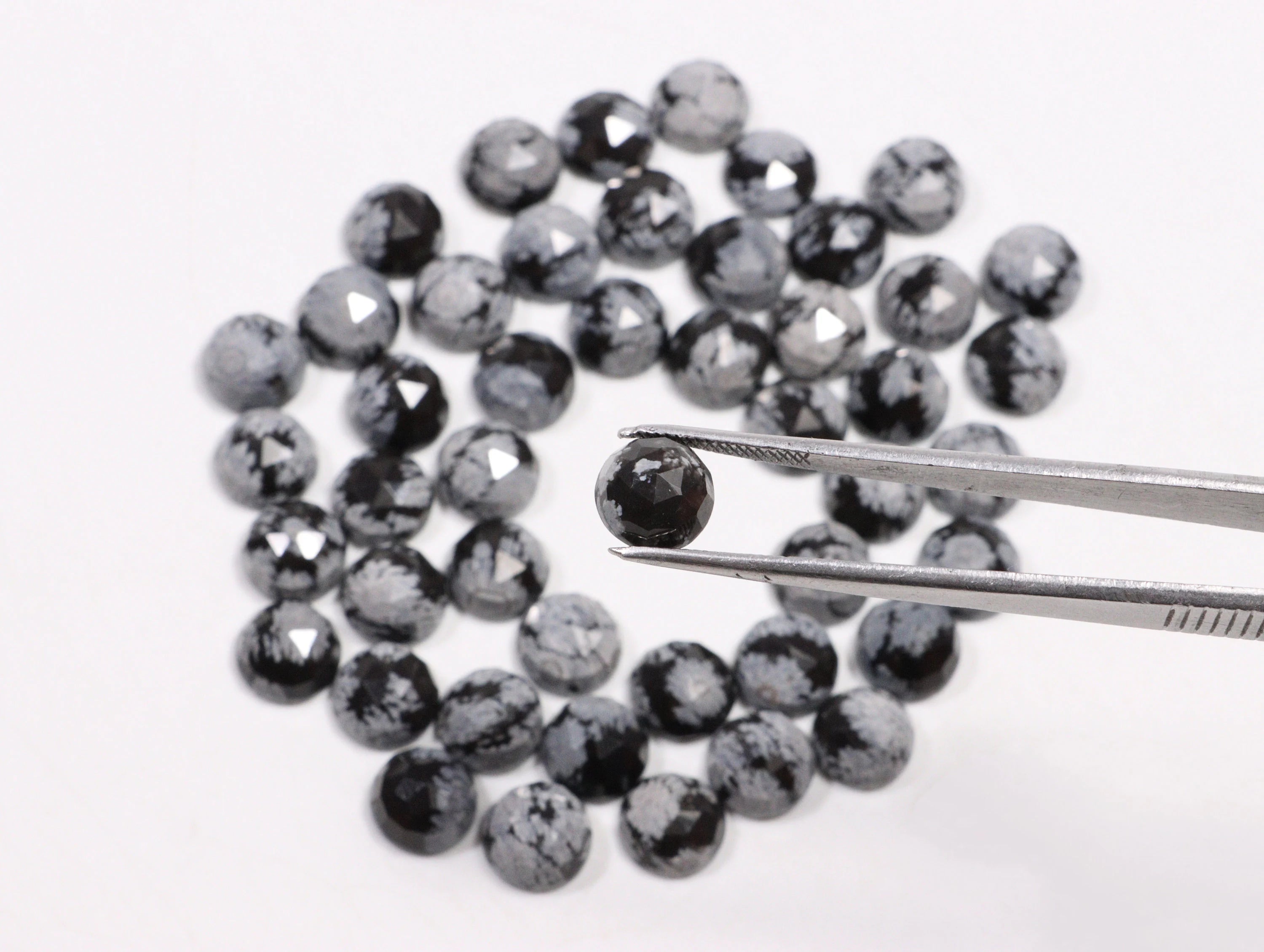 Snowflake Obsidian Faceted Round Loose Gemstone, 8 mm, SKU2233