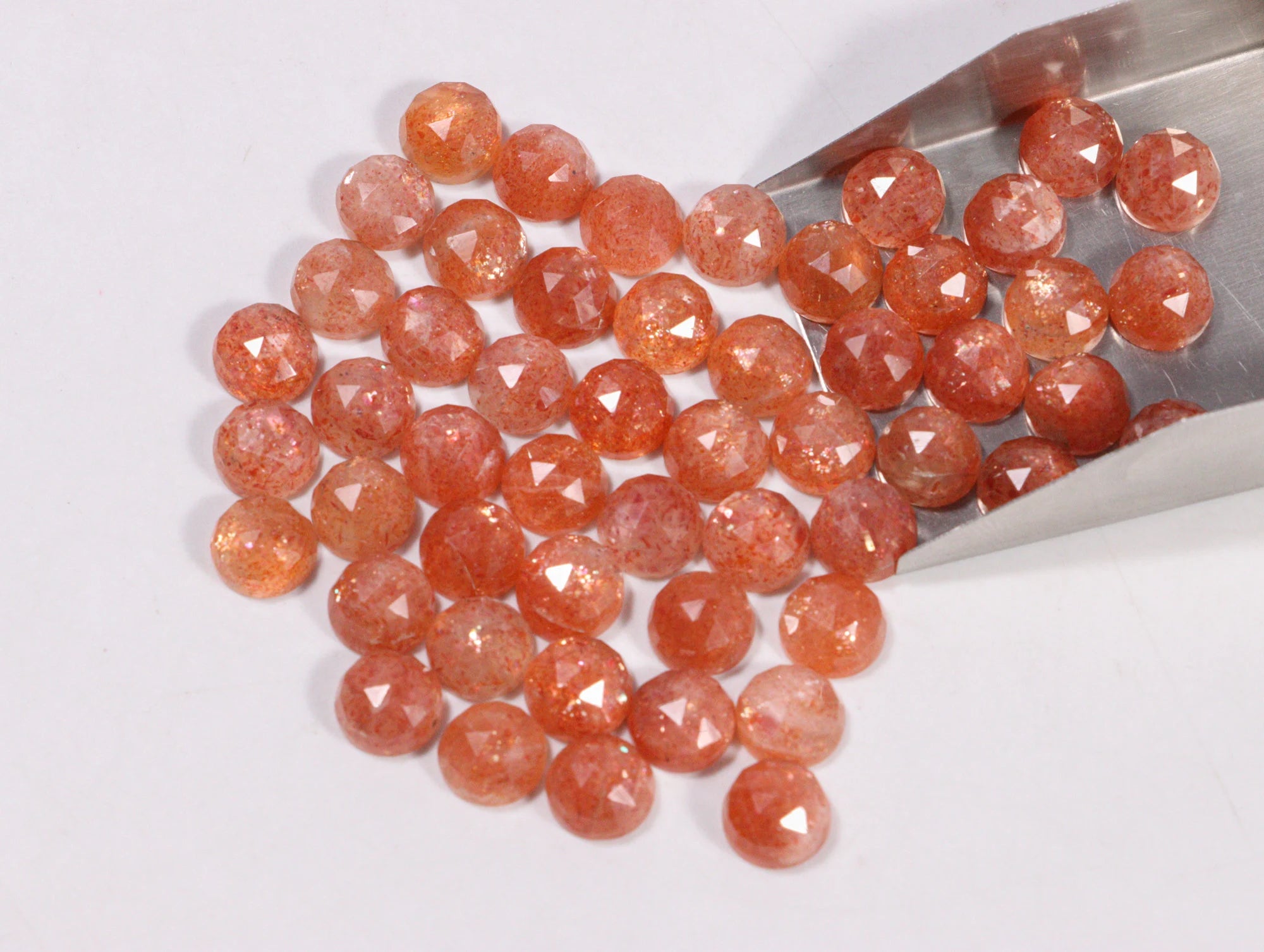 8 mm Natural Sunstone Cabochon Faceted Round Loose Gemstone, SKU2216