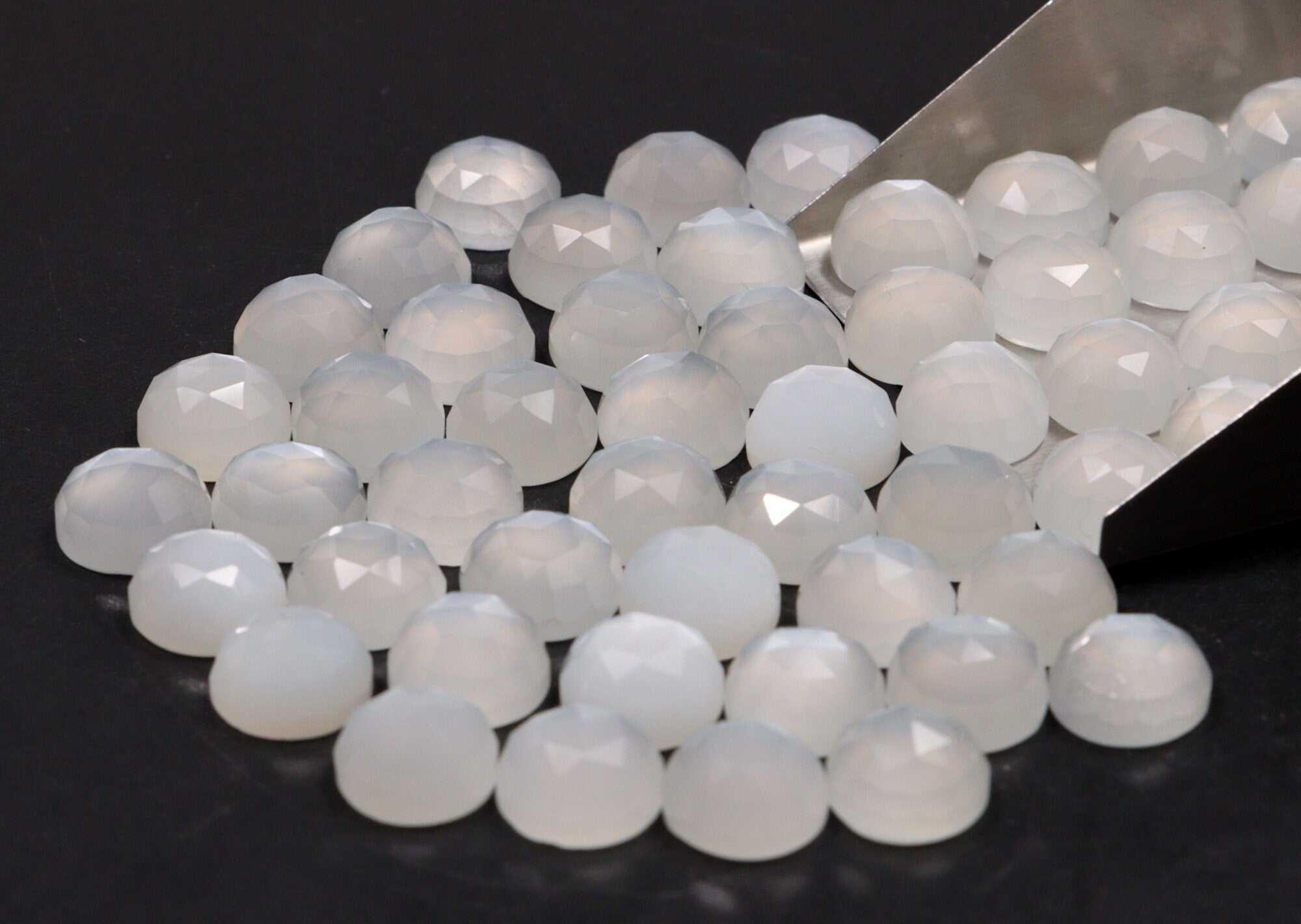White Moonstone Faceted Round Loose Gemstone, 8 mm, SKU2224