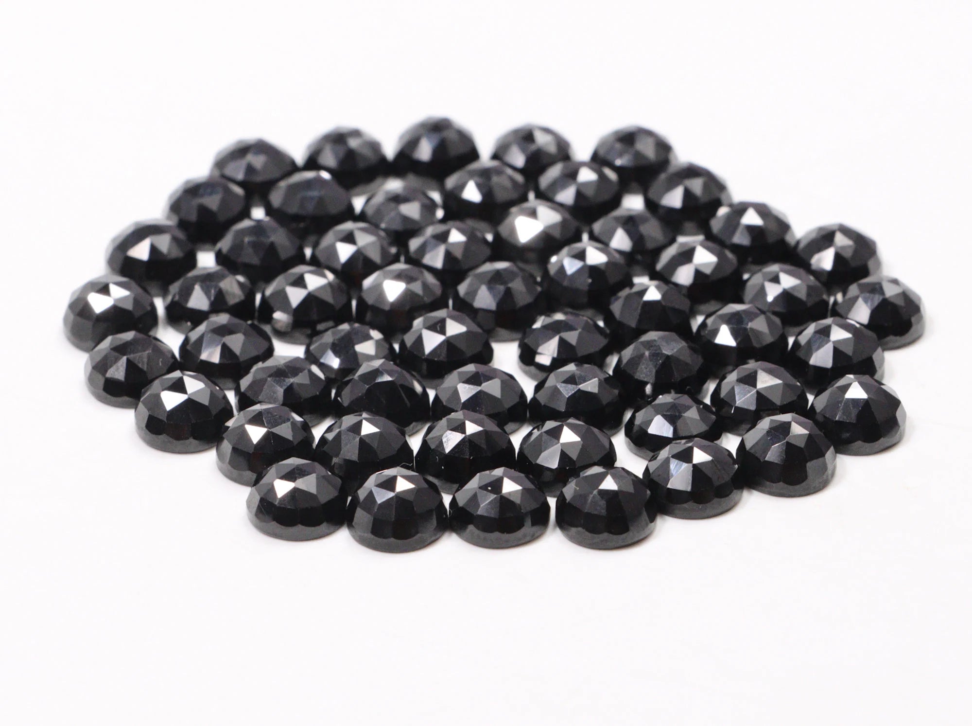 Natural Black Spinel Faceted Round Loose Calibrated Gemstone, 8 mm Cabs, SKU2231