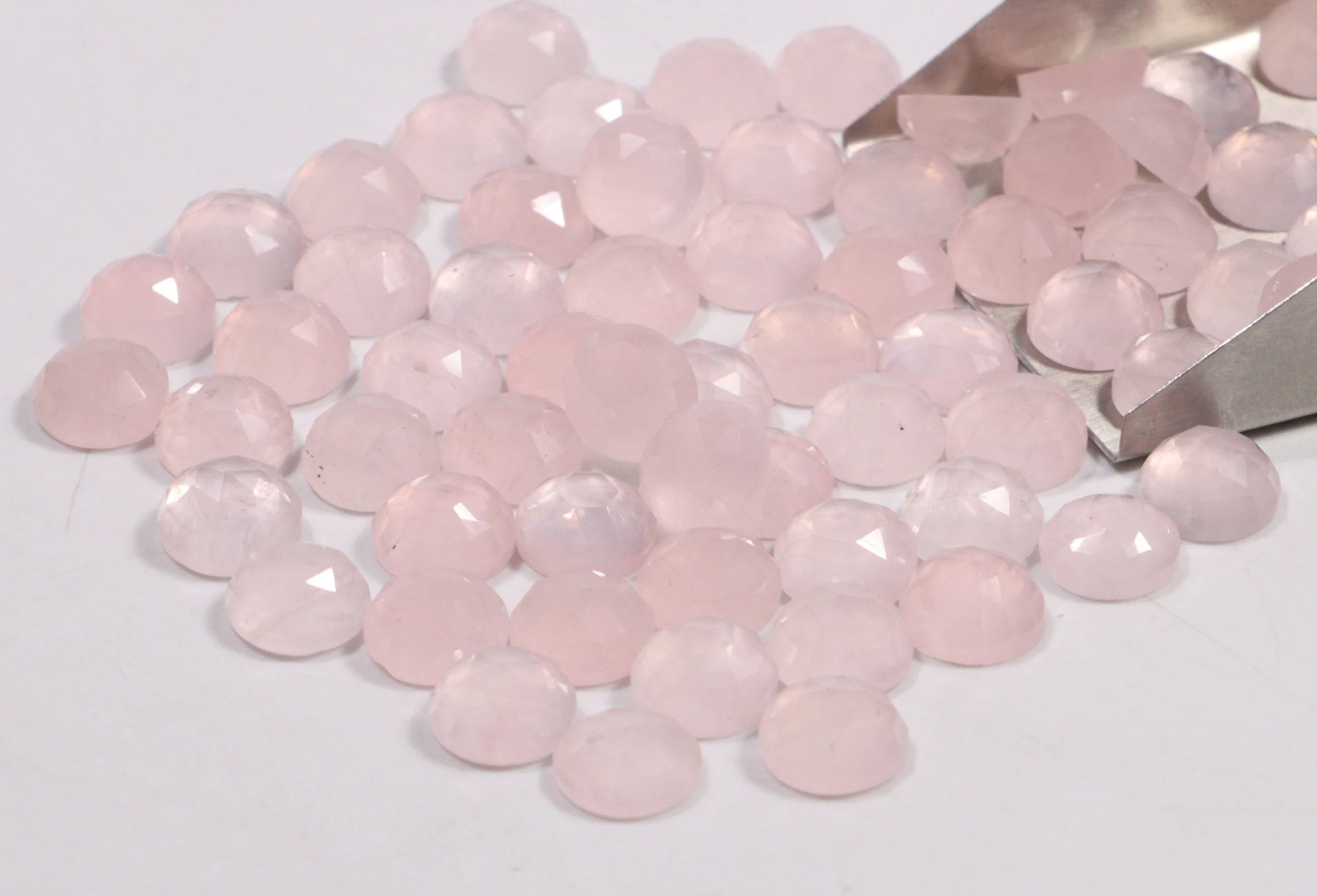 Rose Quartz Faceted Round Loose Gemstone, 8 mm, SKU2219