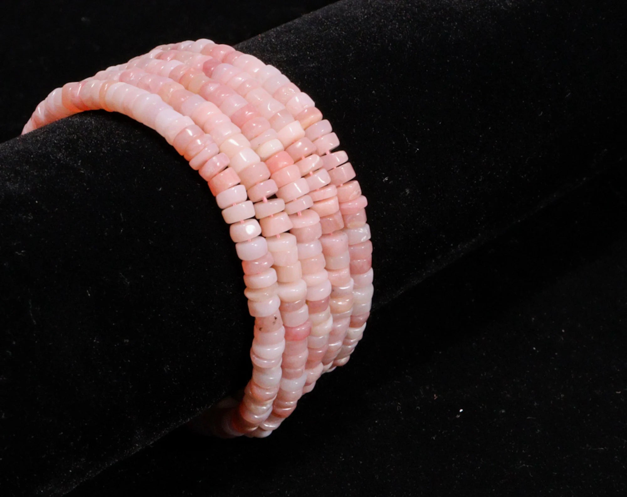 Natural Pink Opal Smooth Tyre Beads, Pink Opal Heishi Beads, SKU2238