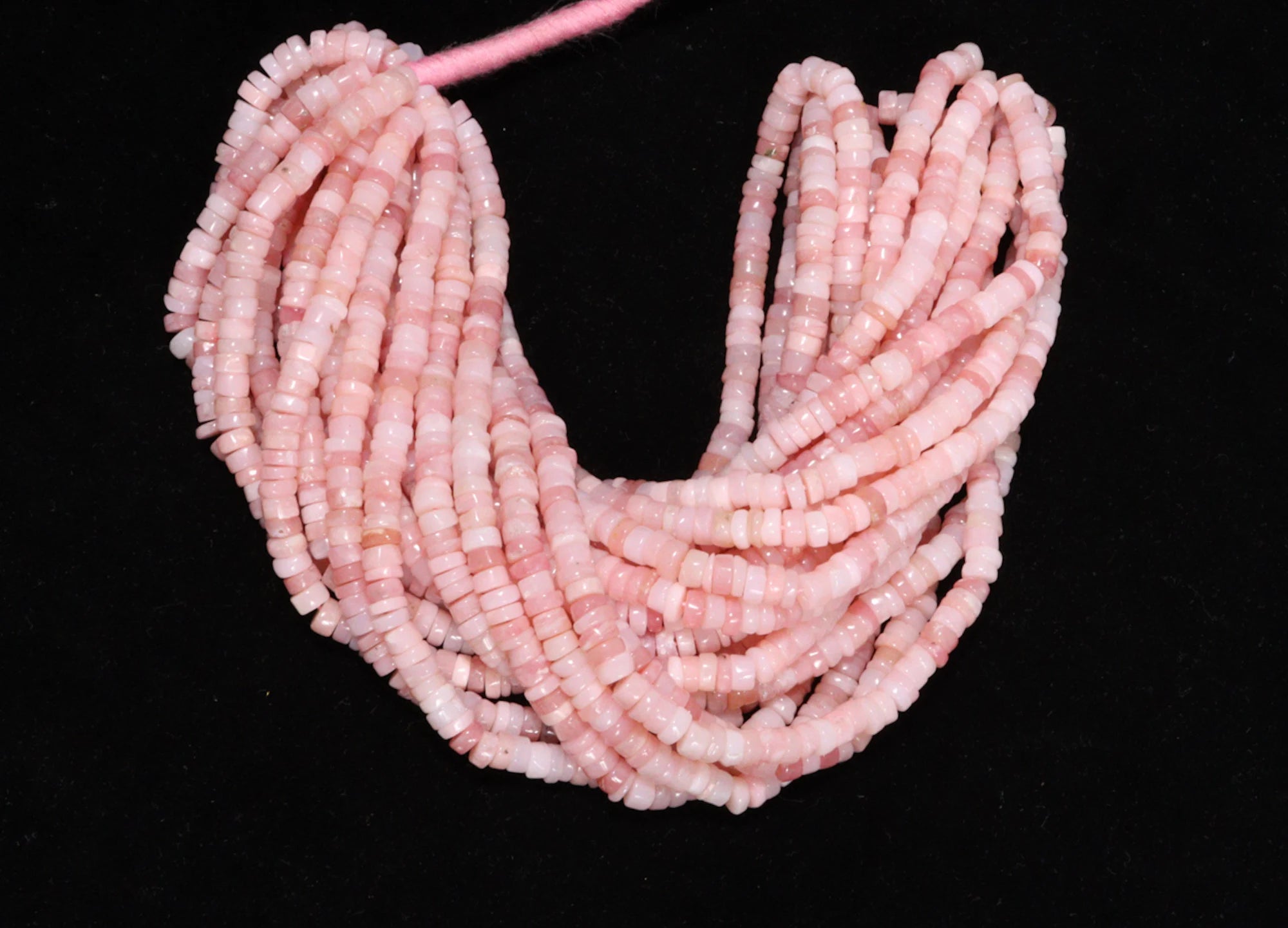 Natural Pink Opal Smooth Tyre Beads, Pink Opal Heishi Beads, SKU2238