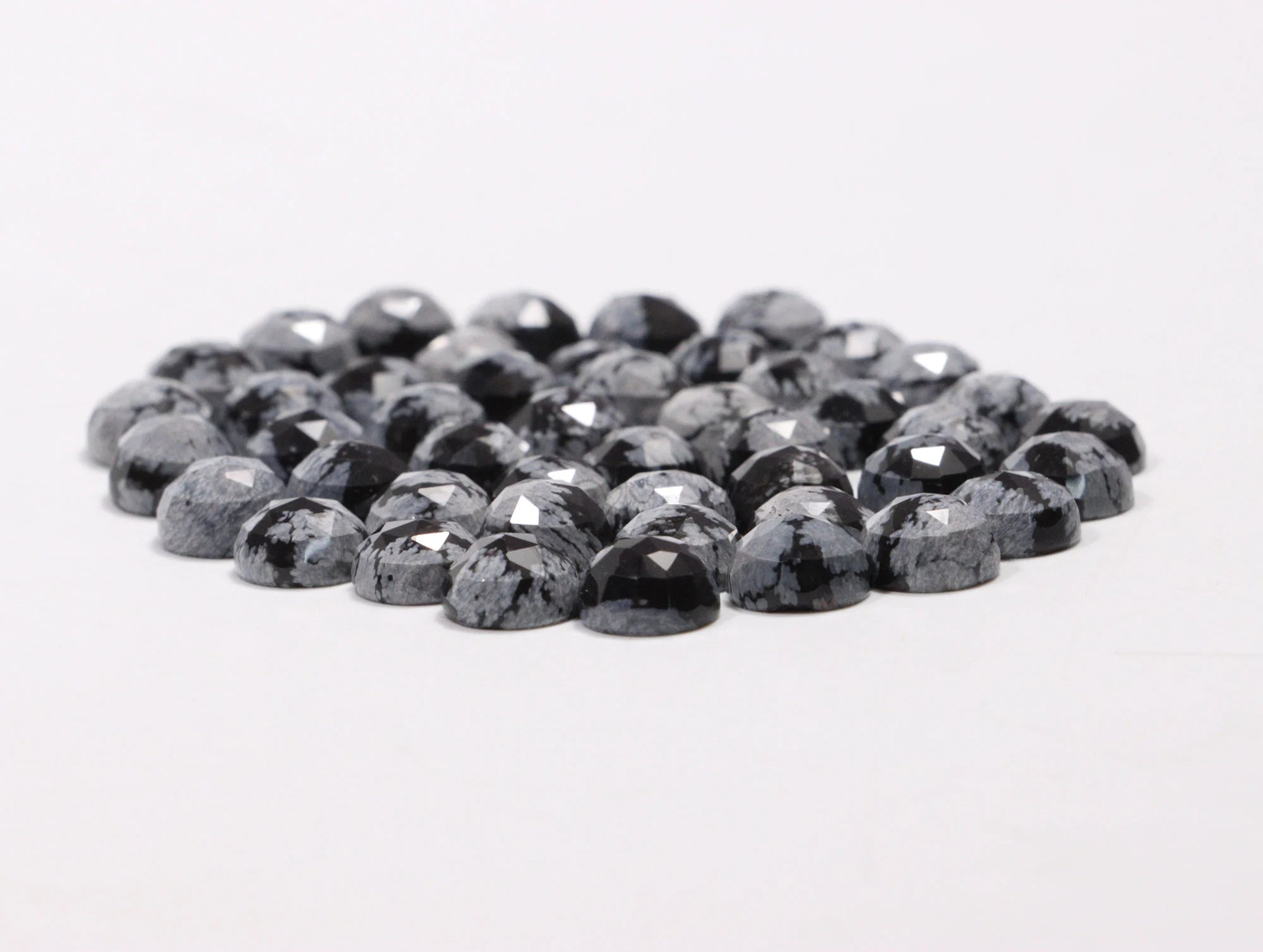 Snowflake Obsidian Faceted Round Loose Gemstone, 8 mm, SKU2233