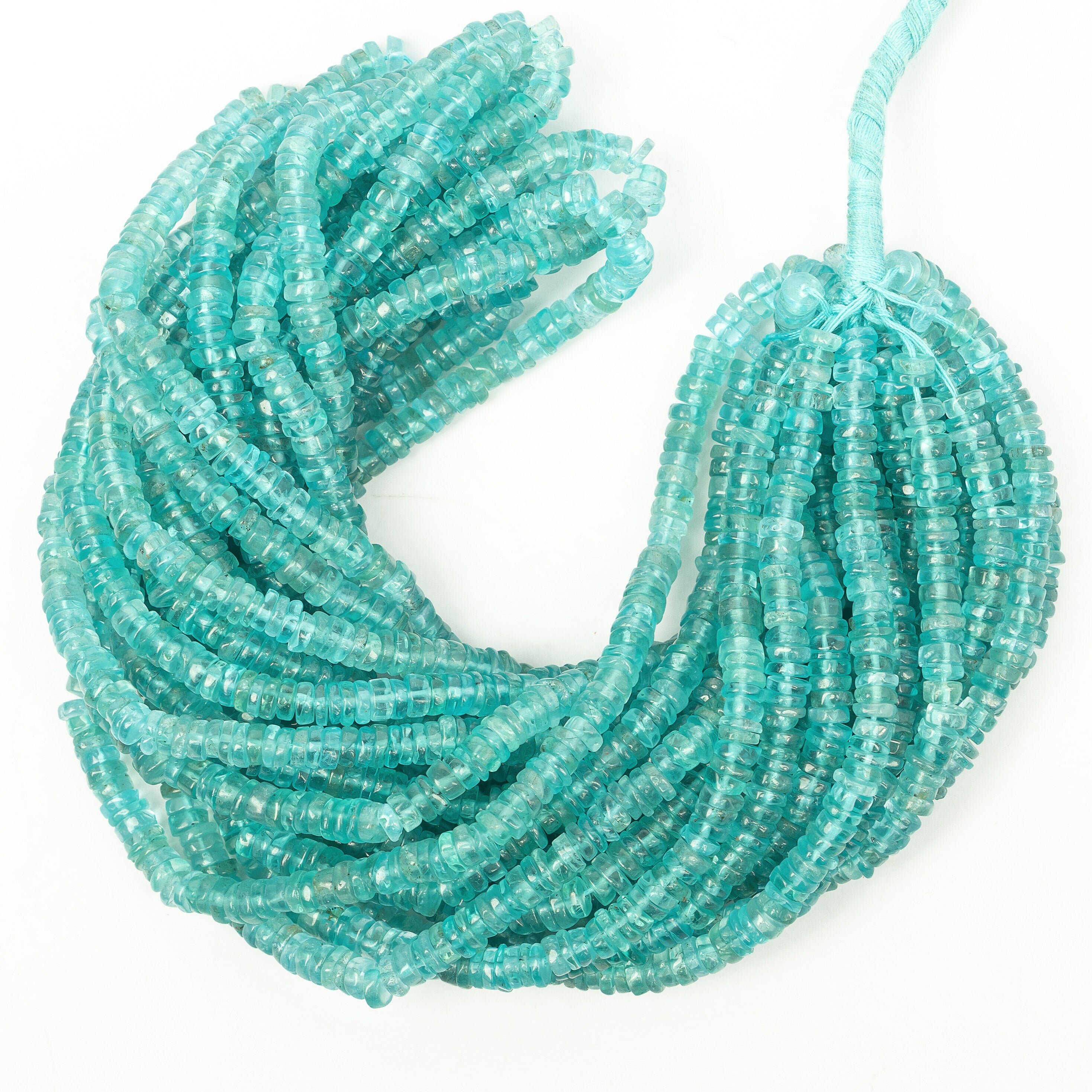 Sky Apatite Smooth Tyre Beads, Apatite Heishi Beads, SKU2205