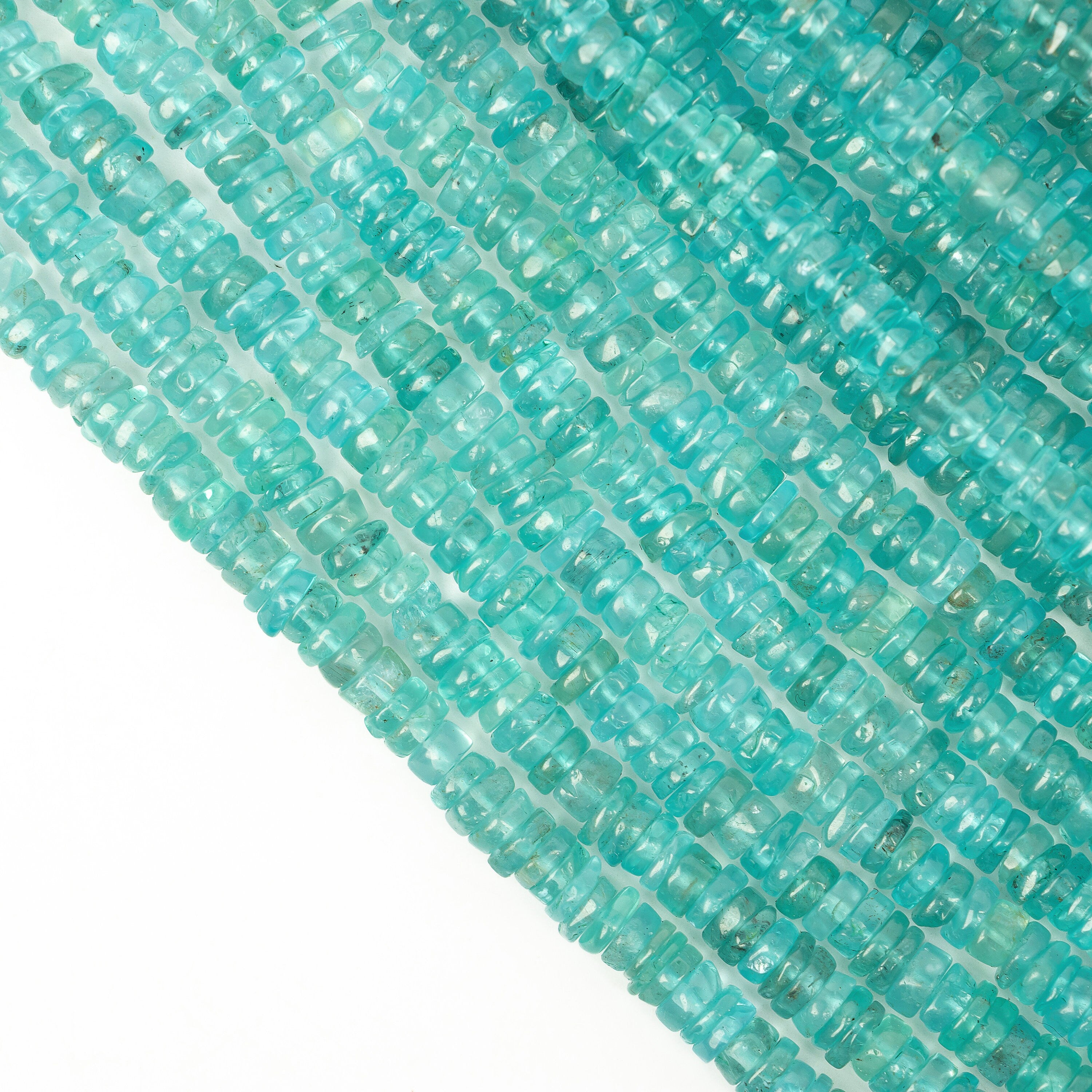 Sky Apatite Smooth Tyre Beads, Apatite Heishi Beads, SKU2205