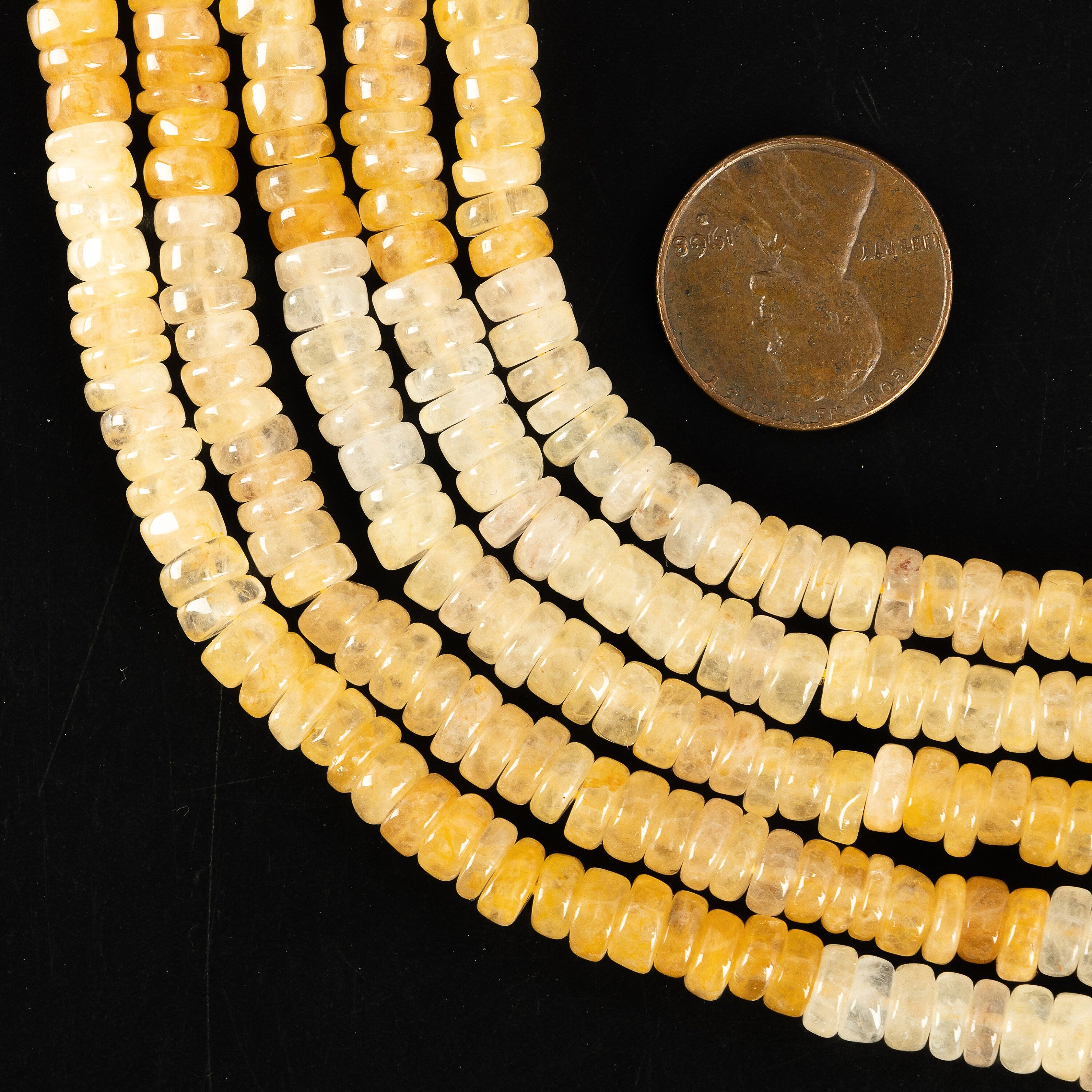Yellow Aventurine Smooth Tyre Beads, Aventurine Heishi, SKU2211