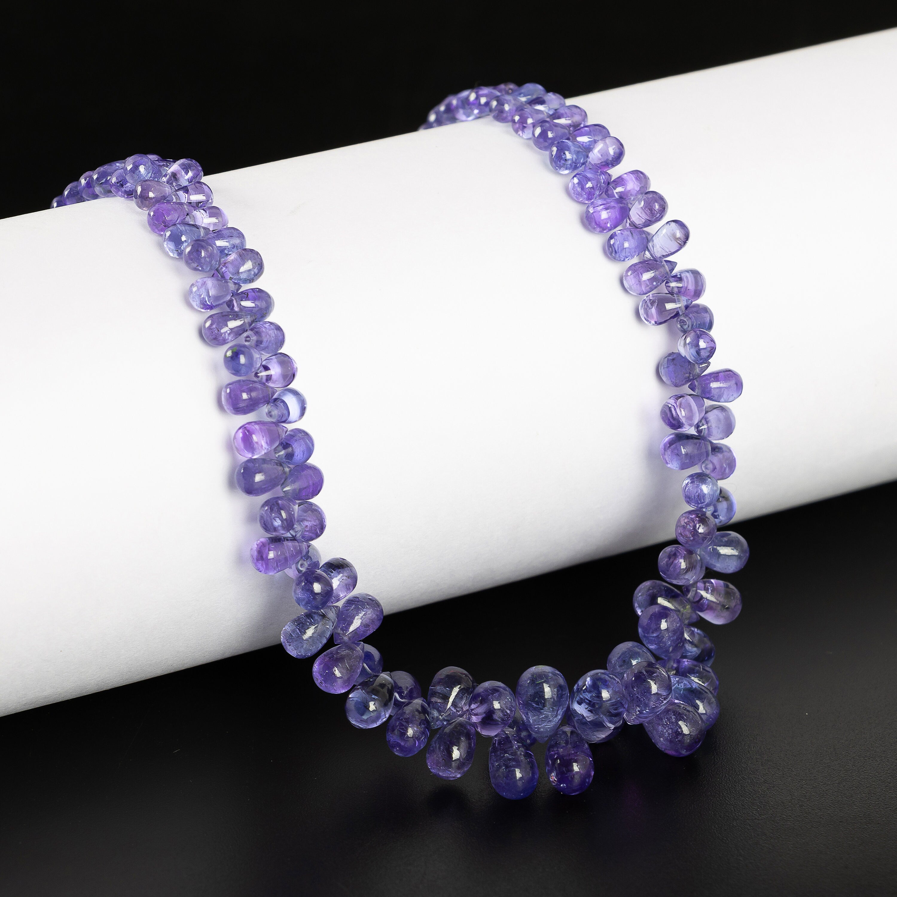 Natural Blue Tanzanite Smooth Drops Beads, 2x3 mm To 6x10 mm, SKU2244