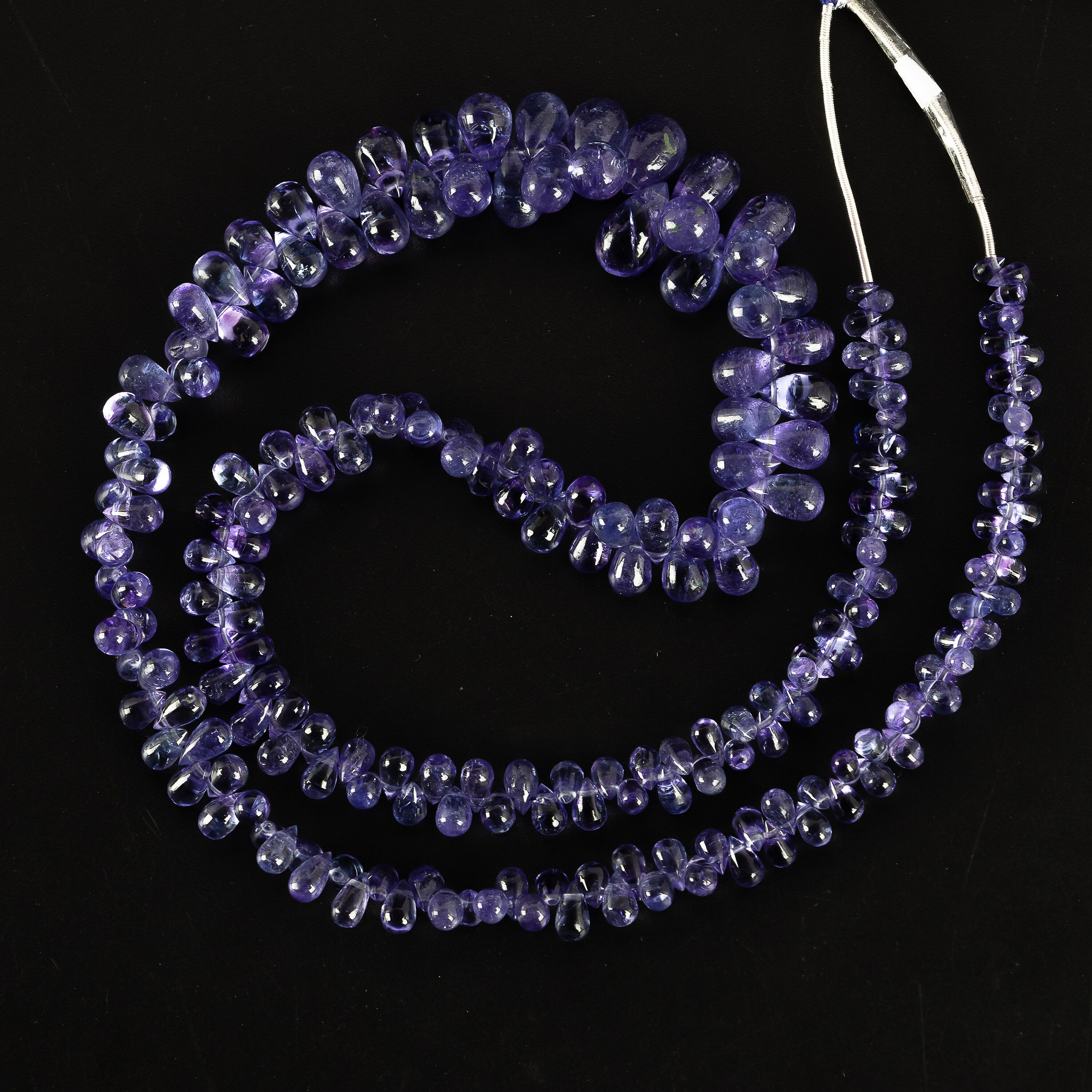 Natural Blue Tanzanite Smooth Drops Beads, 2x3 mm To 6x10 mm, SKU2244