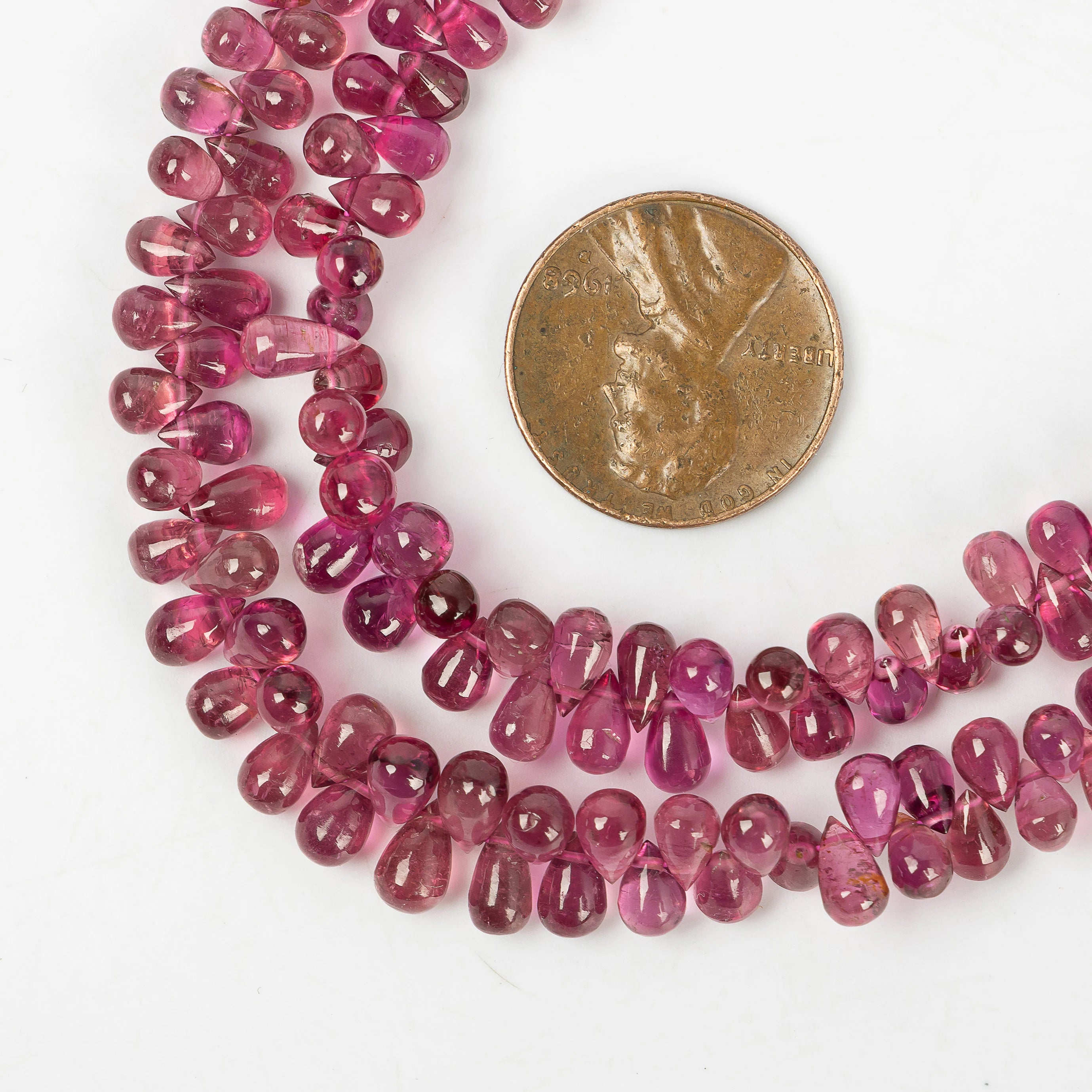 Pink Tourmaline Beads, Rubelite Smooth Drops Beads, SKU2249