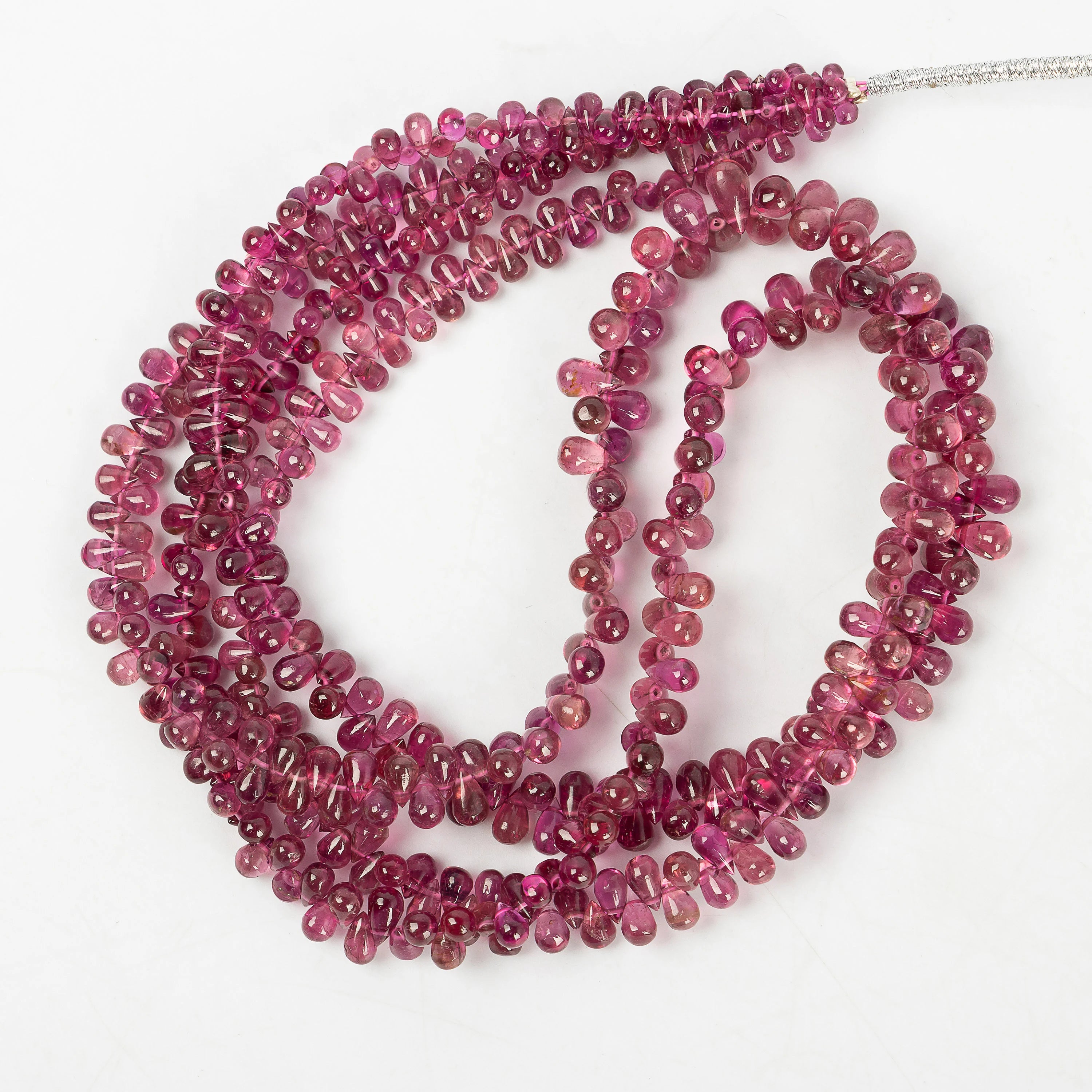 Pink Tourmaline Beads, Rubelite Smooth Drops Beads, SKU2249