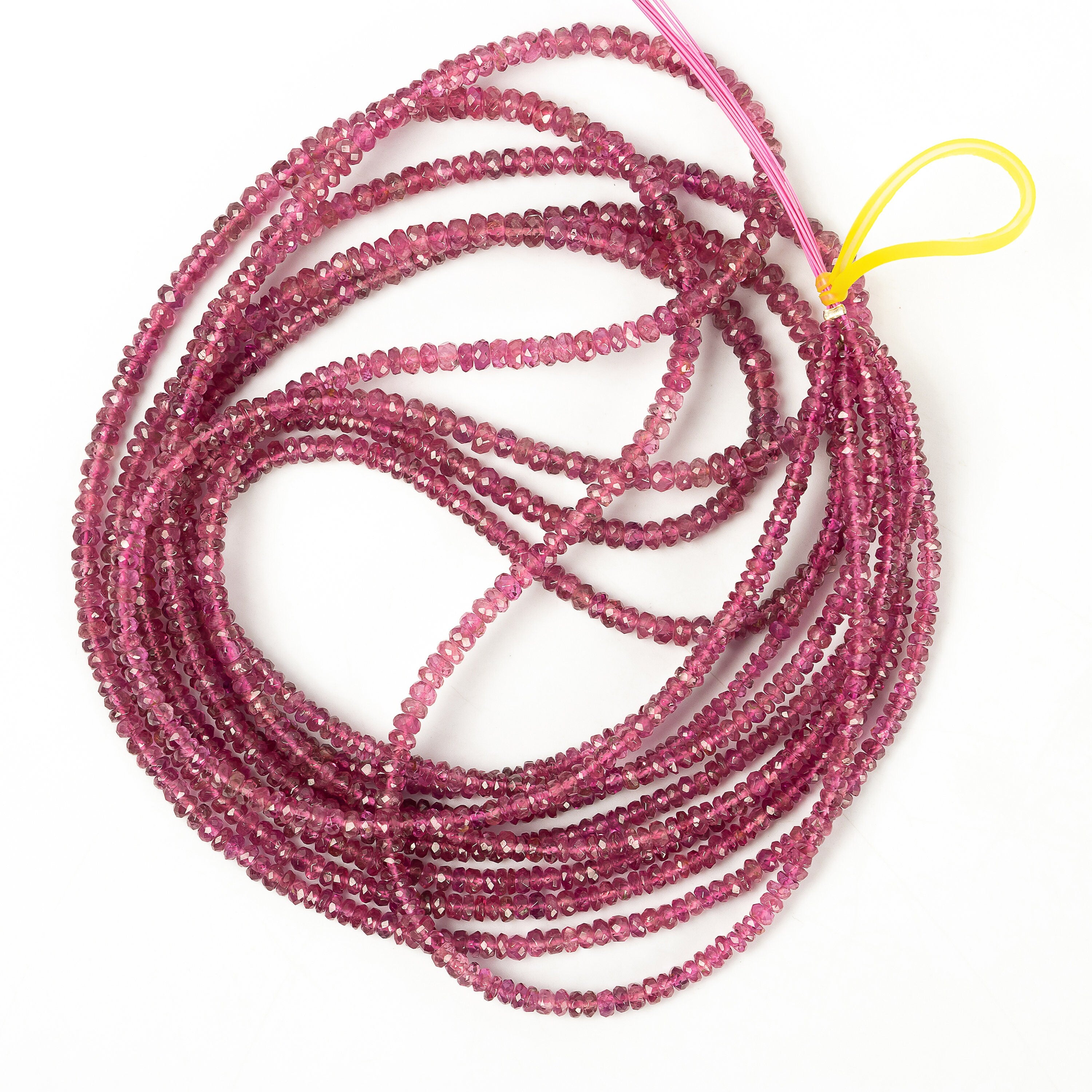 Rubellite Pink Tourmaline Faceted Rondelle Beads, 2 mm To 4.5 mm, SKU2252