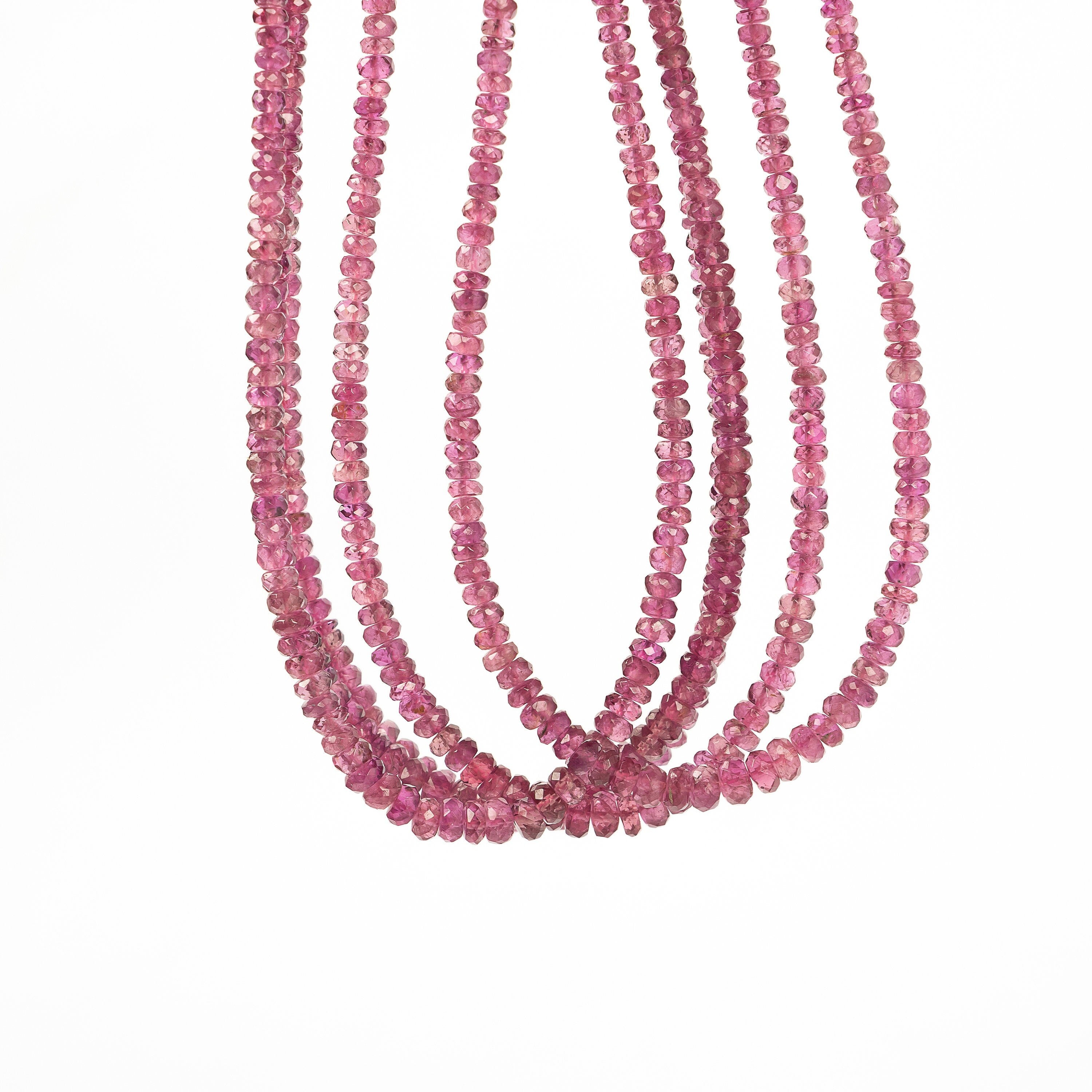 Rubellite Pink Tourmaline Faceted Rondelle Beads, 2 mm To 4.5 mm, SKU2252
