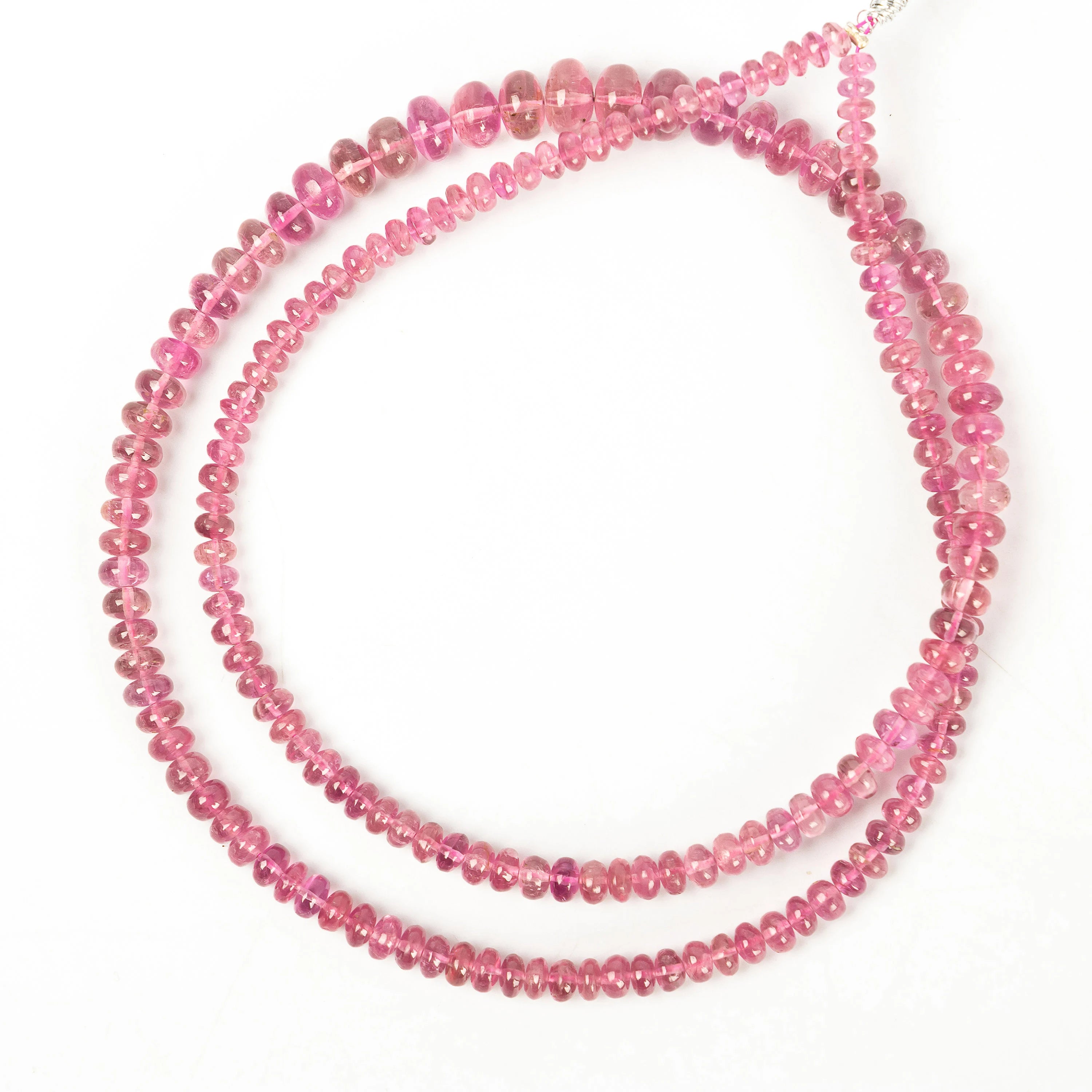 Natural Rubellite Pink Tourmaline Smooth Rondelle Beads, SKU2254