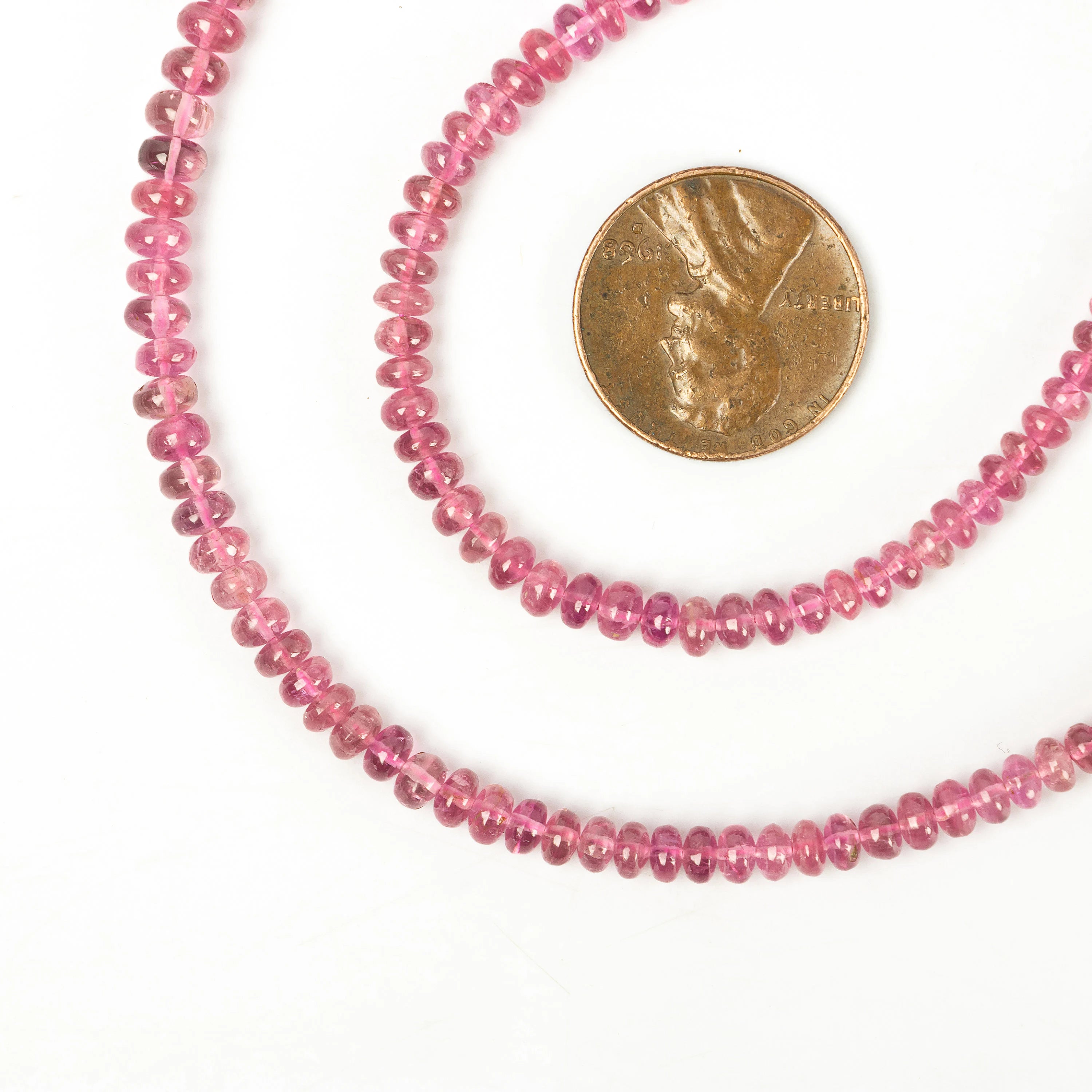 Natural Rubellite Pink Tourmaline Smooth Rondelle Beads, SKU2254