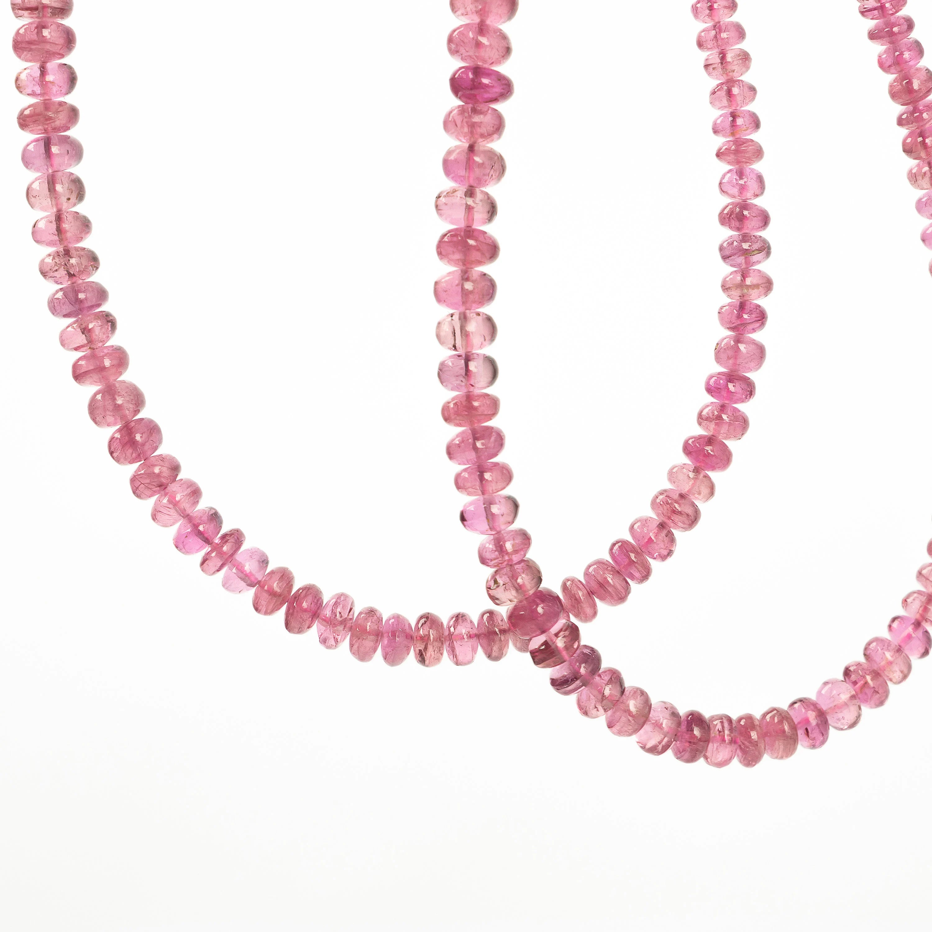 Natural Rubellite Pink Tourmaline Smooth Rondelle Beads, SKU2254