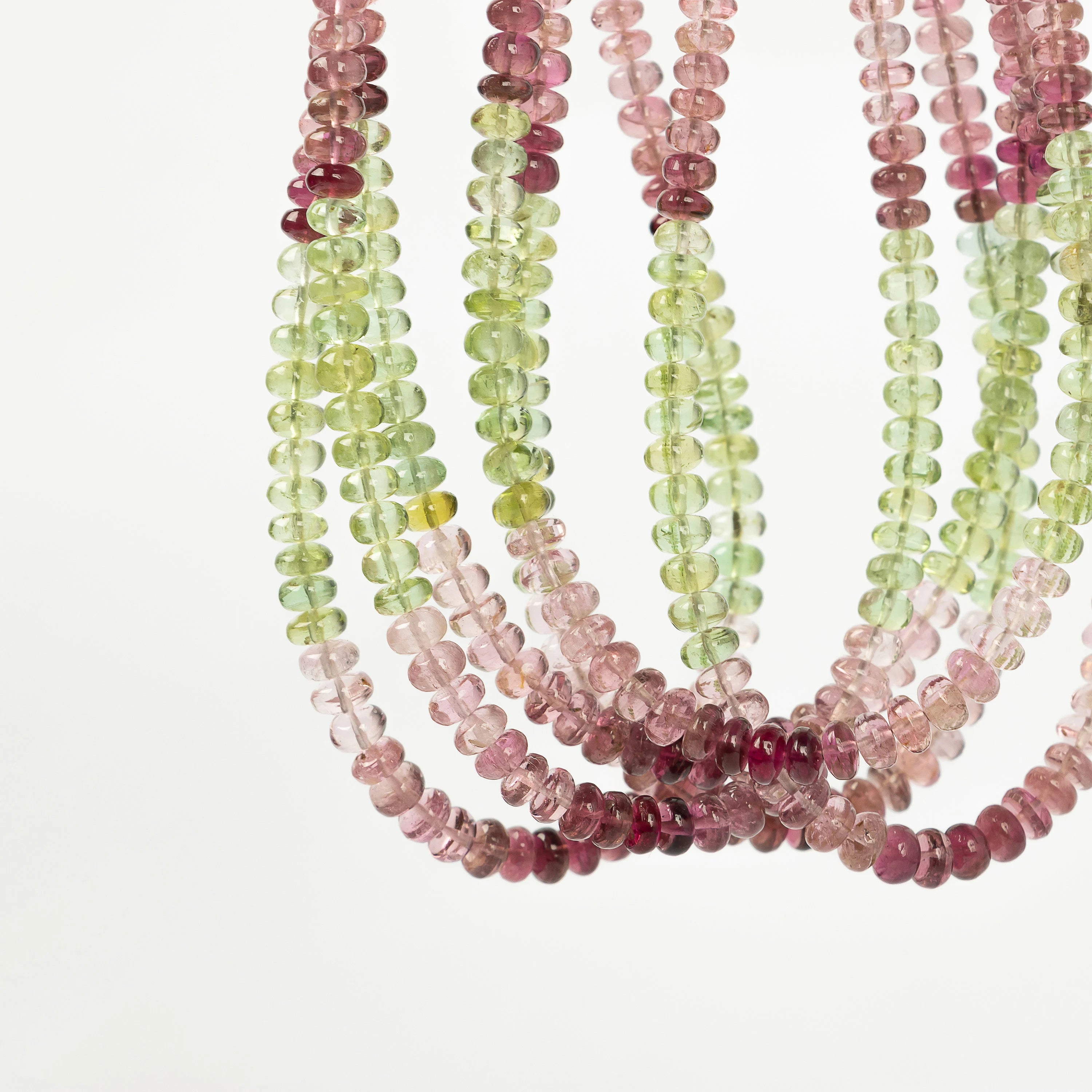 Multi Tourmaline Smooth Rondelle Beads, 3.5 To 4.5 mm, SKU2259