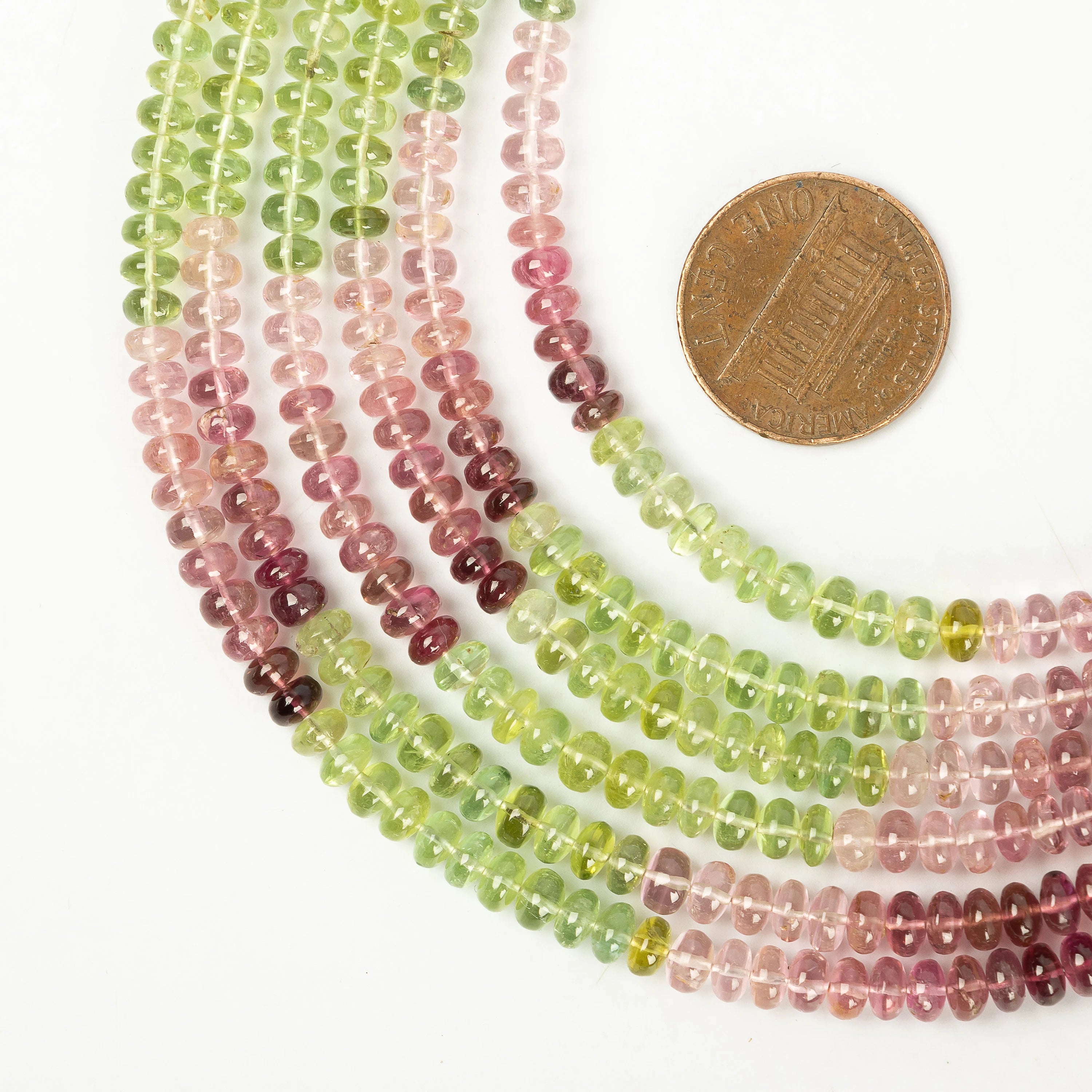 Multi Tourmaline Smooth Rondelle Beads, 3.5 To 4.5 mm, SKU2259