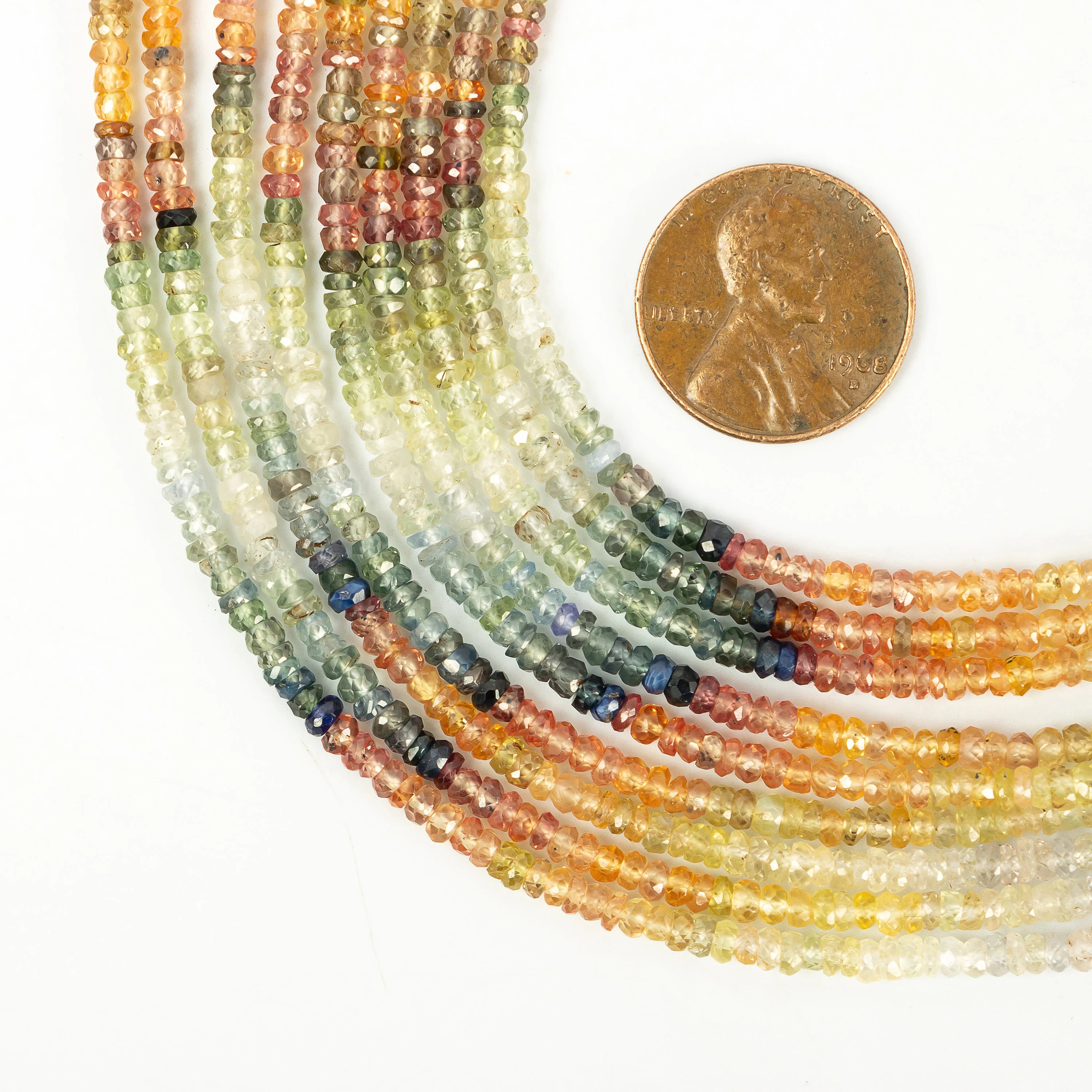 Multi Sapphire Rondelle Beads, AA Quality Faceted Beads, SKU2262