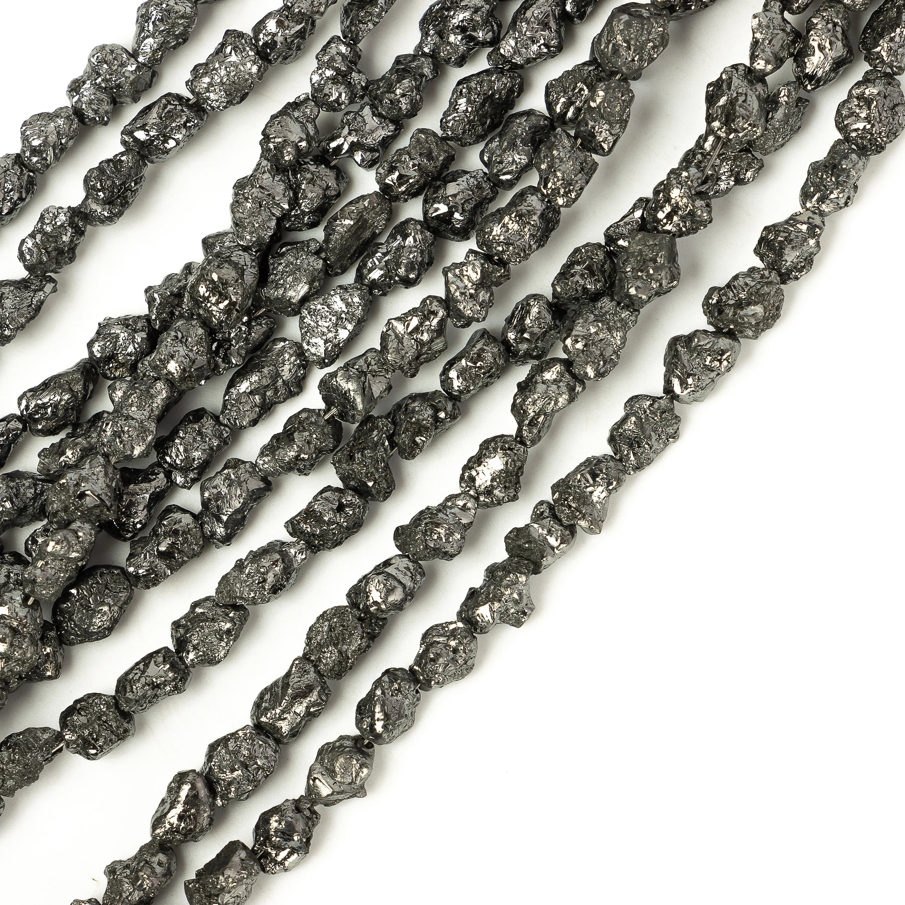 Elongated Black Diamond uncut Beads, Black Diamond Organic Rough Beads, SKU2268