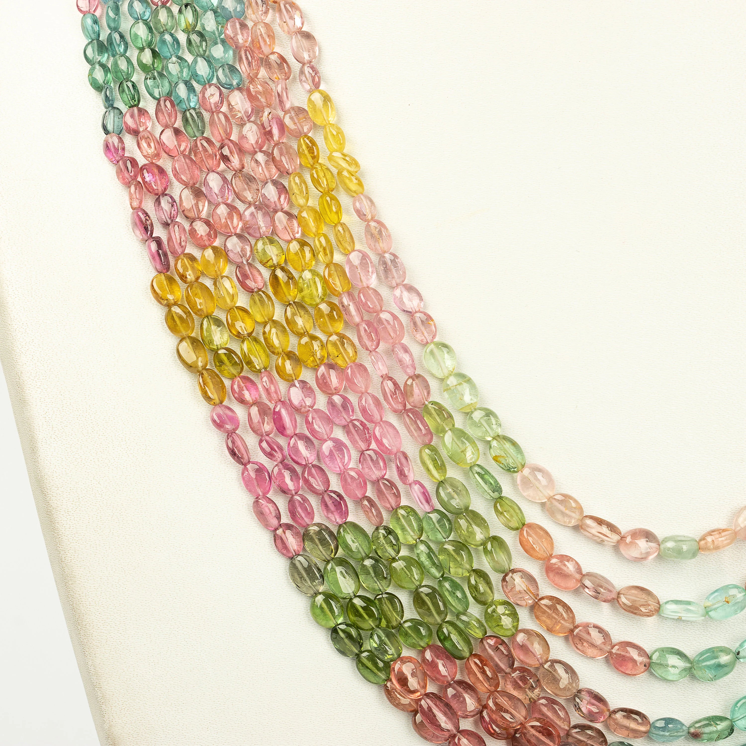 AA Quality Multi Tourmaline Smooth Oval Necklace, Handmade Beaded Necklace, Unique Gift,  SKU2187