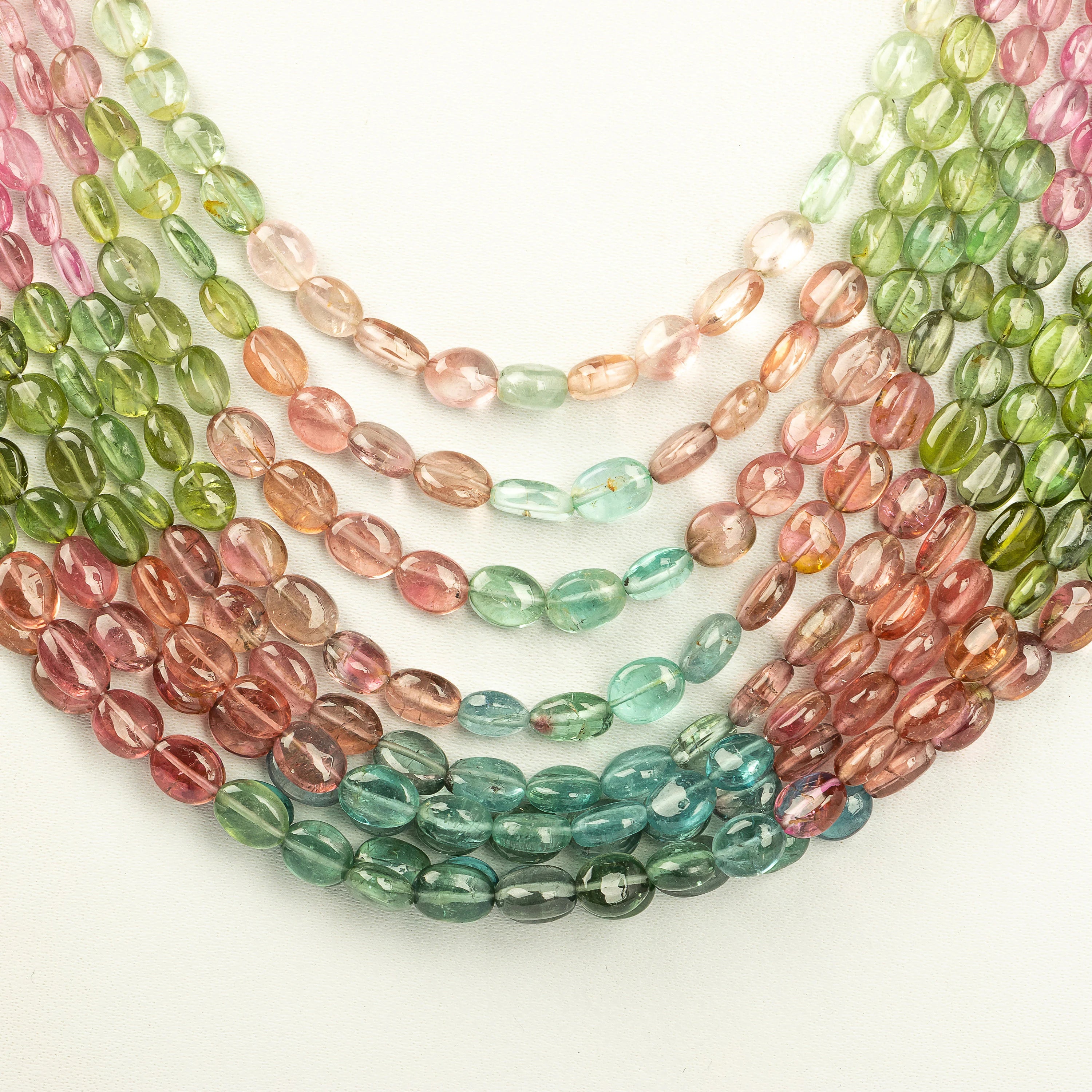 AA Quality Multi Tourmaline Smooth Oval Necklace, Handmade Beaded Necklace, Unique Gift,  SKU2187