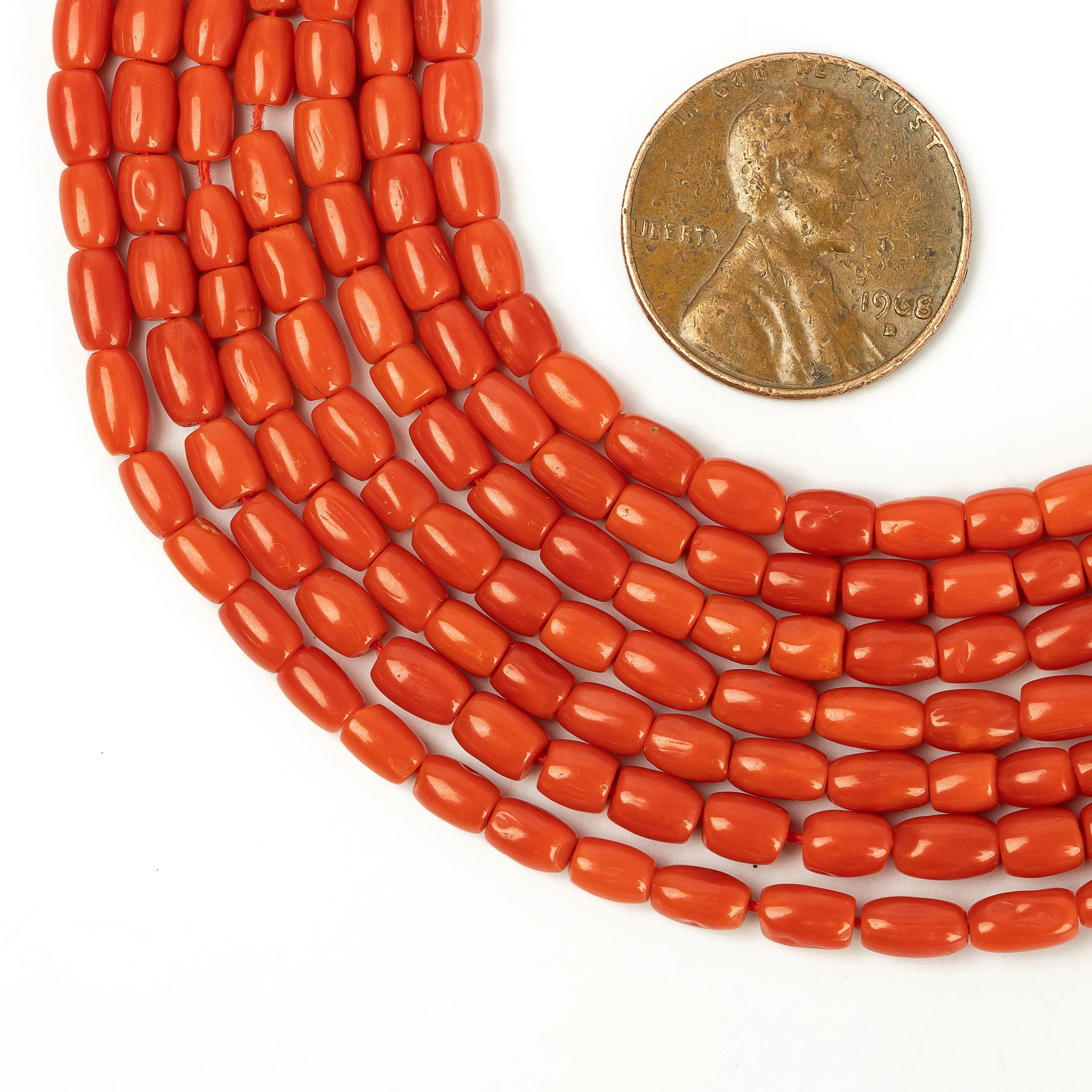 AA Quality Red Coral Smooth Tube Beads, Red Coral Tube Beads, 2189