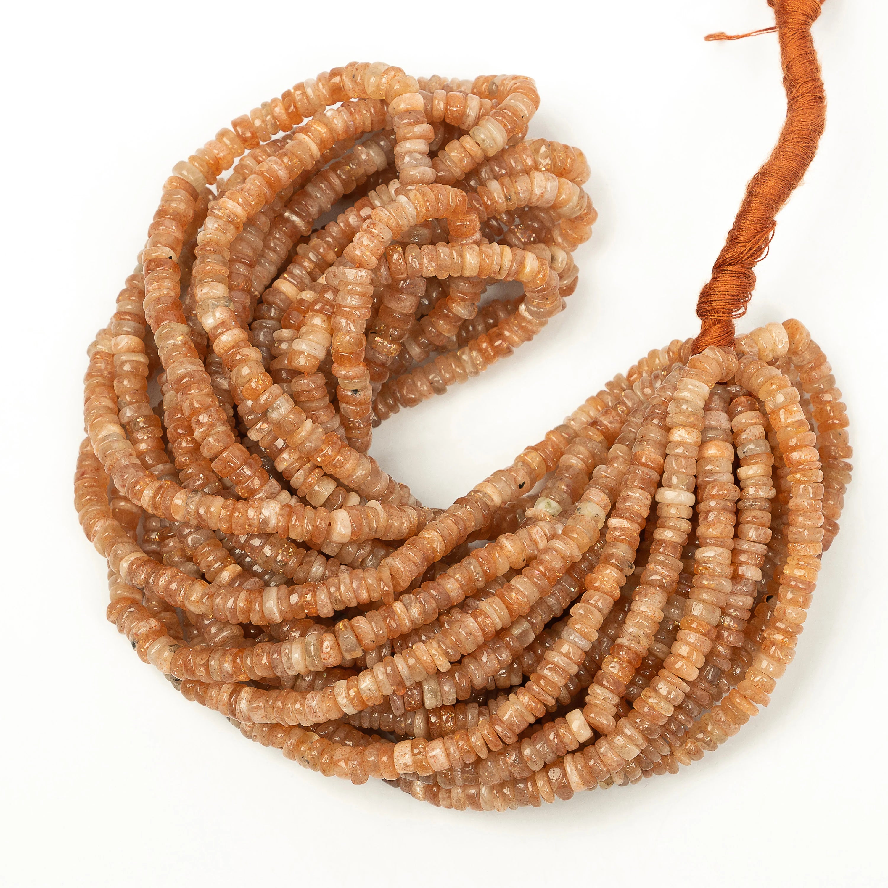 Sunstone Smooth Tyre Beads, Sunstone Heishi Beads, SKU2206