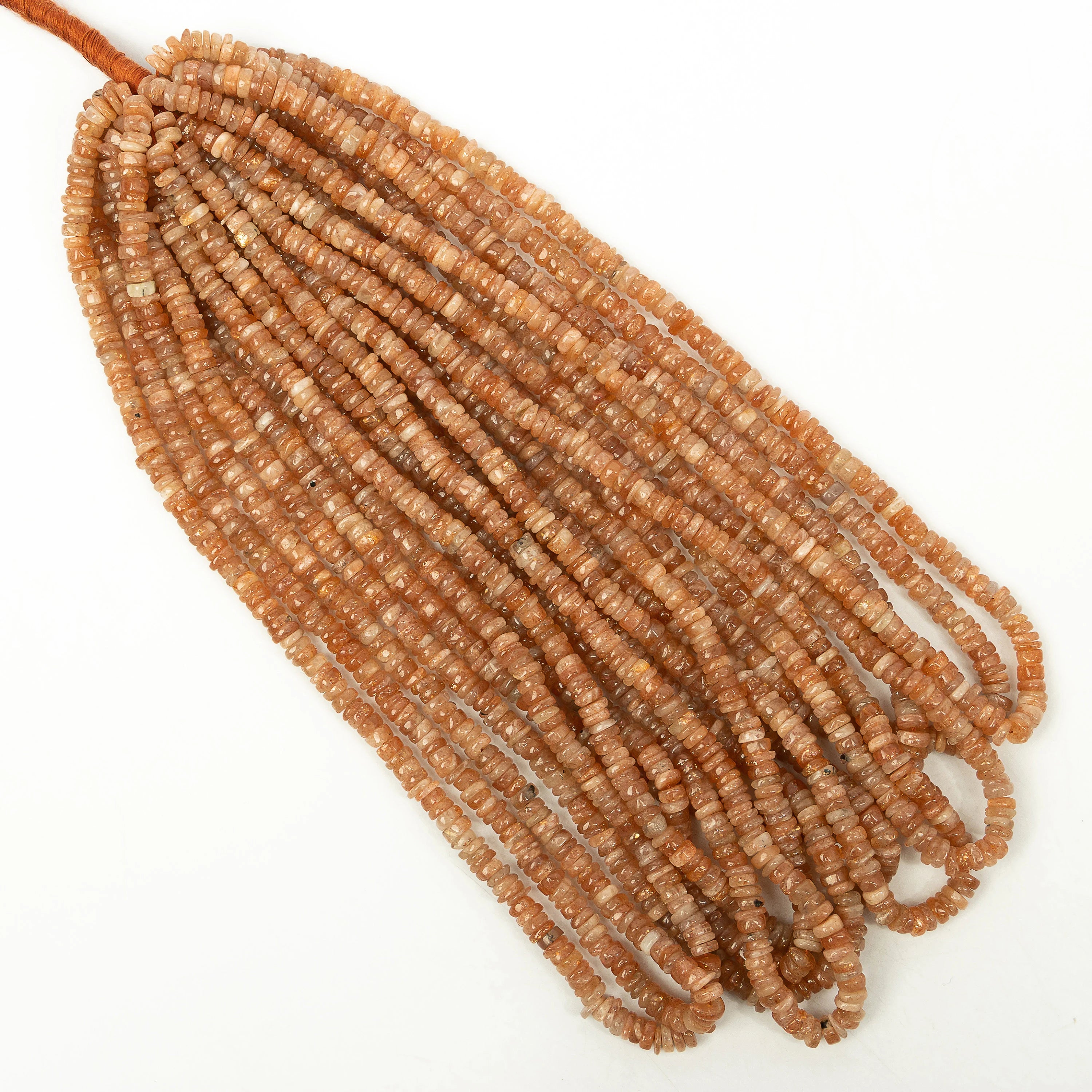 Sunstone Smooth Tyre Beads, Sunstone Heishi Beads, SKU2206