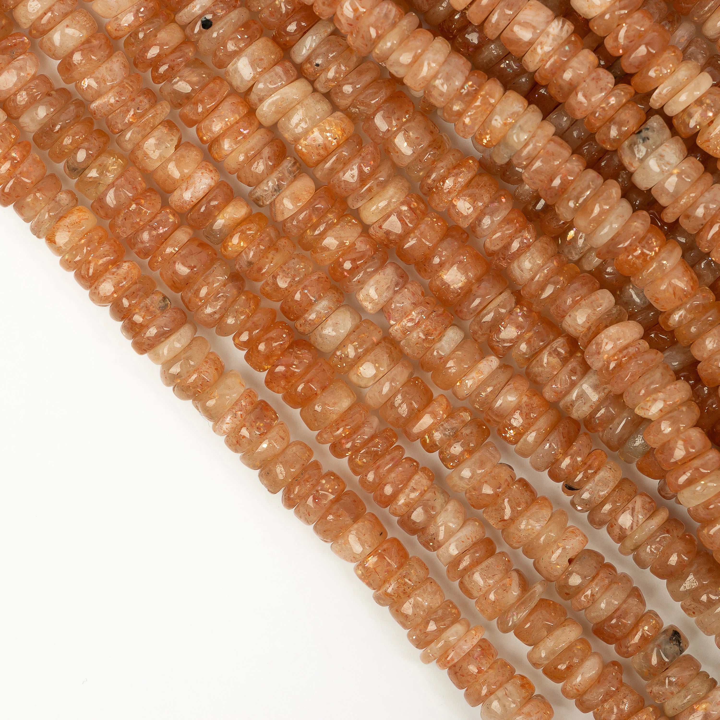 Sunstone Smooth Tyre Beads, Sunstone Heishi Beads, SKU2206