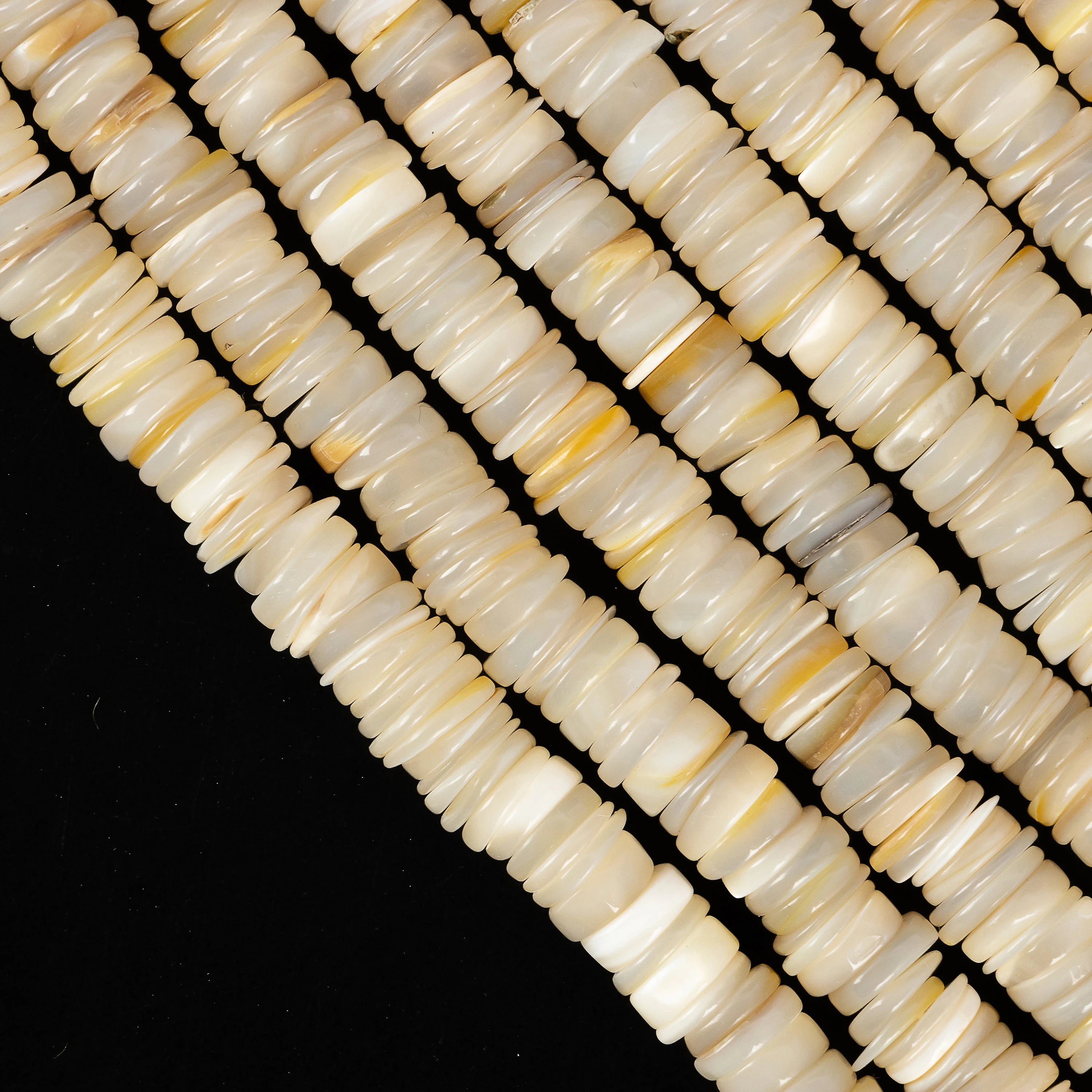 Elegant Mother of Pearl Heishi Tyre Beads, 16” Strands, Natural Smooth Beads for DIY Jewelry, SKU2208