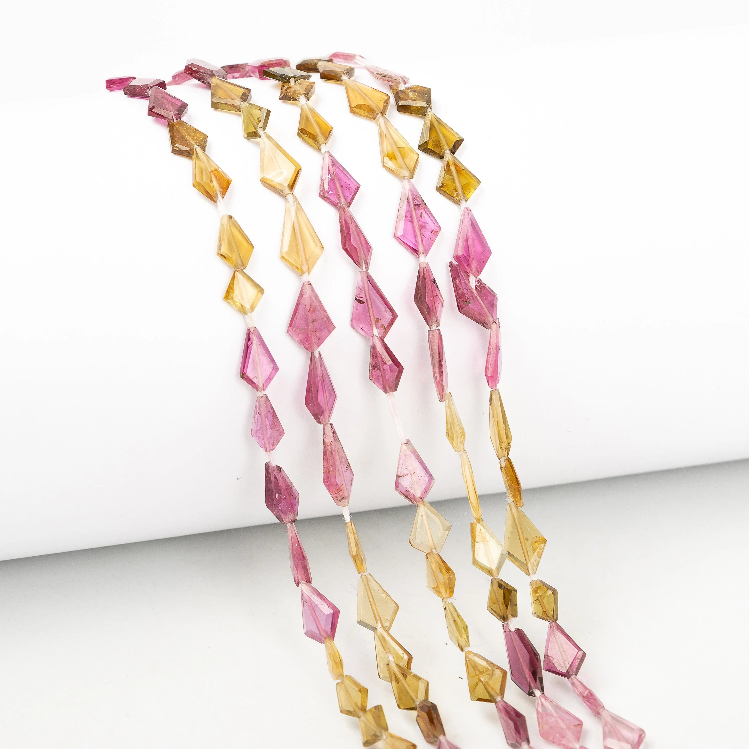 Multi Tourmaline Faceted Kite Shape Beads, 4x5 mm To 5x7 mm, SKU2235