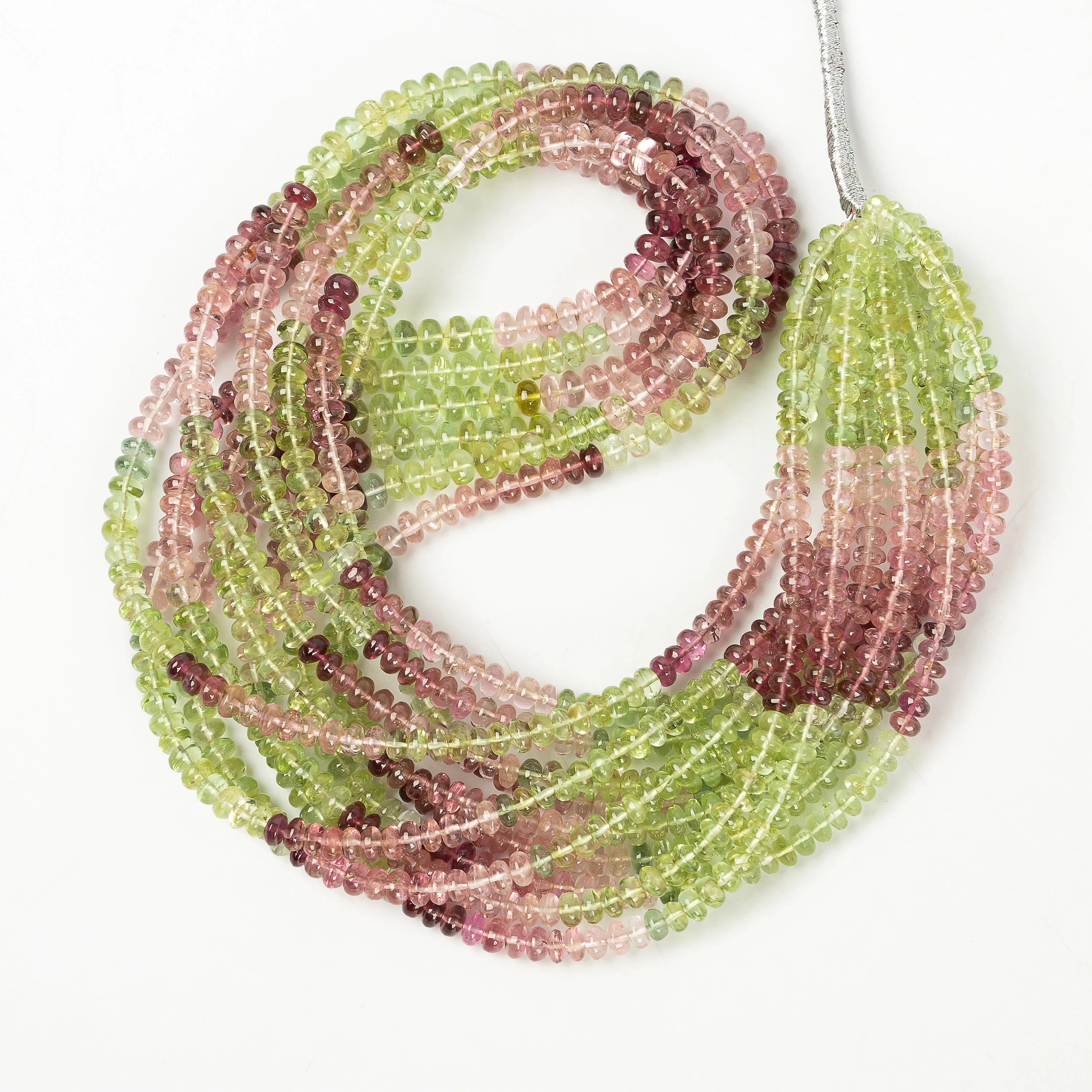Multi Tourmaline Smooth Rondelle Beads, 3.5 To 4.5 mm, SKU2259