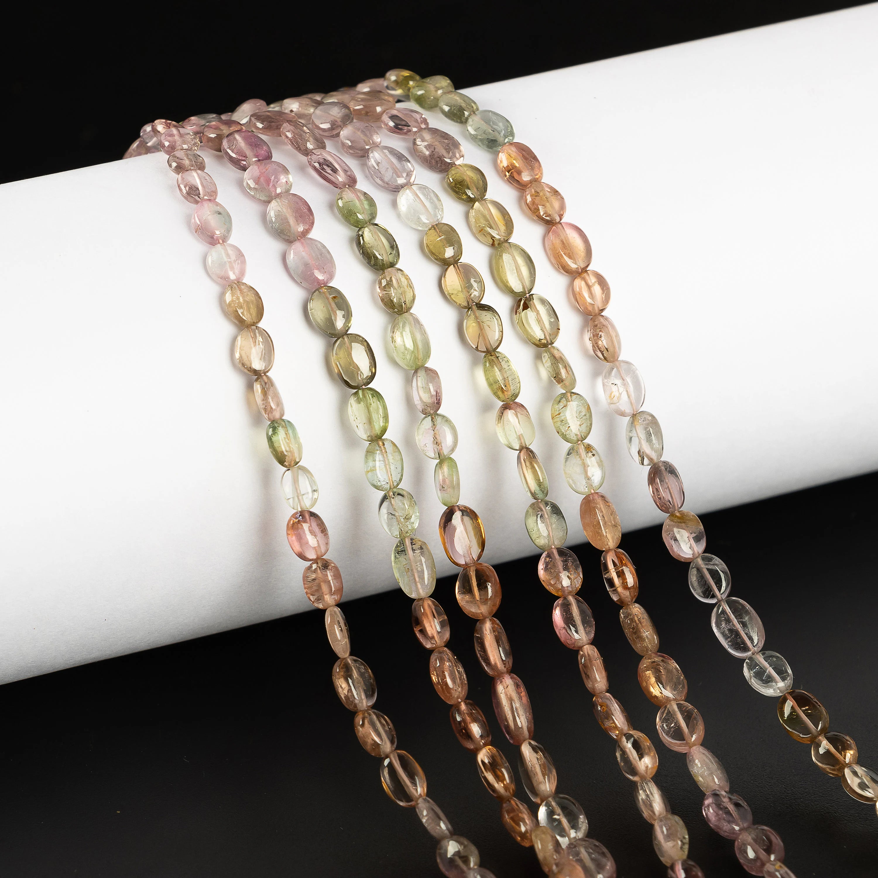 Natural Multi Tourmaline Smooth Oval Beads, SKU2261