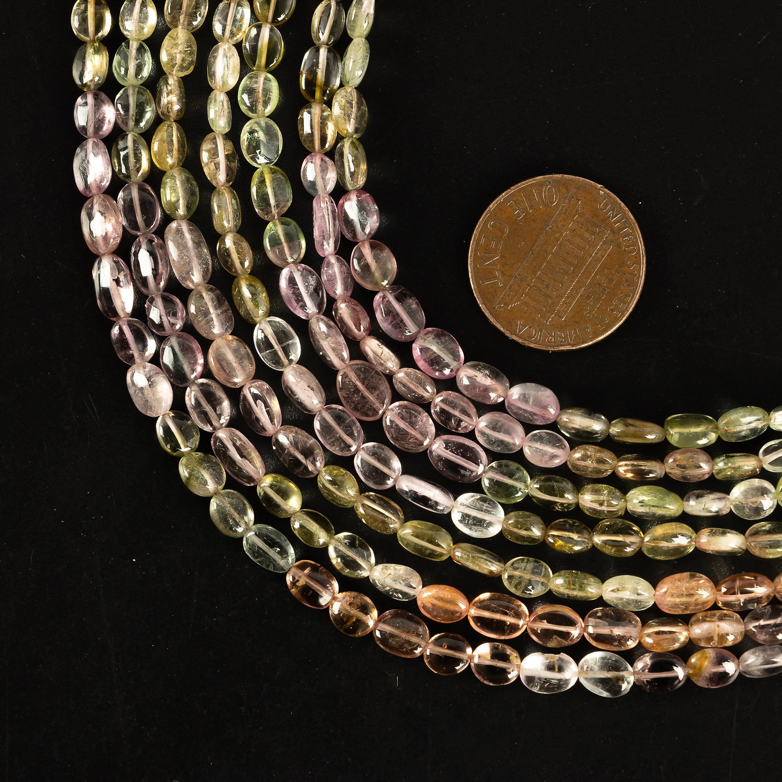 Natural Multi Tourmaline Smooth Oval Beads, SKU2261
