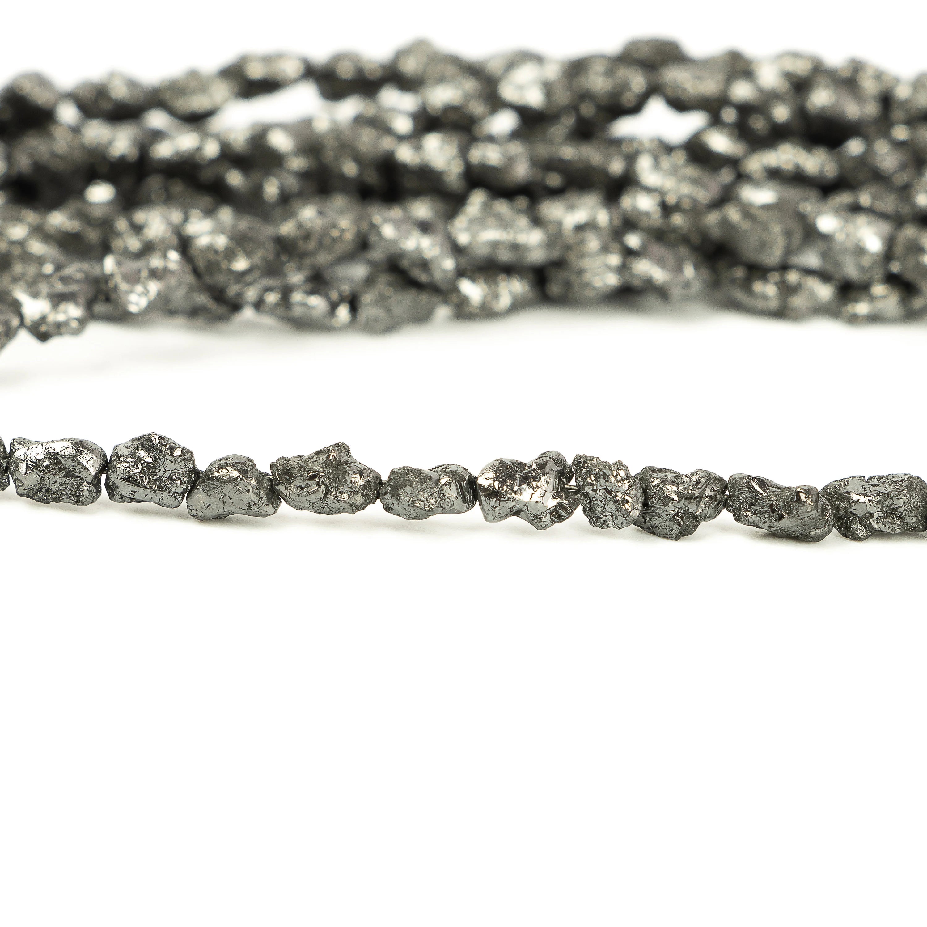 Elongated Black Diamond uncut Beads, Black Diamond Organic Rough Beads, SKU2268