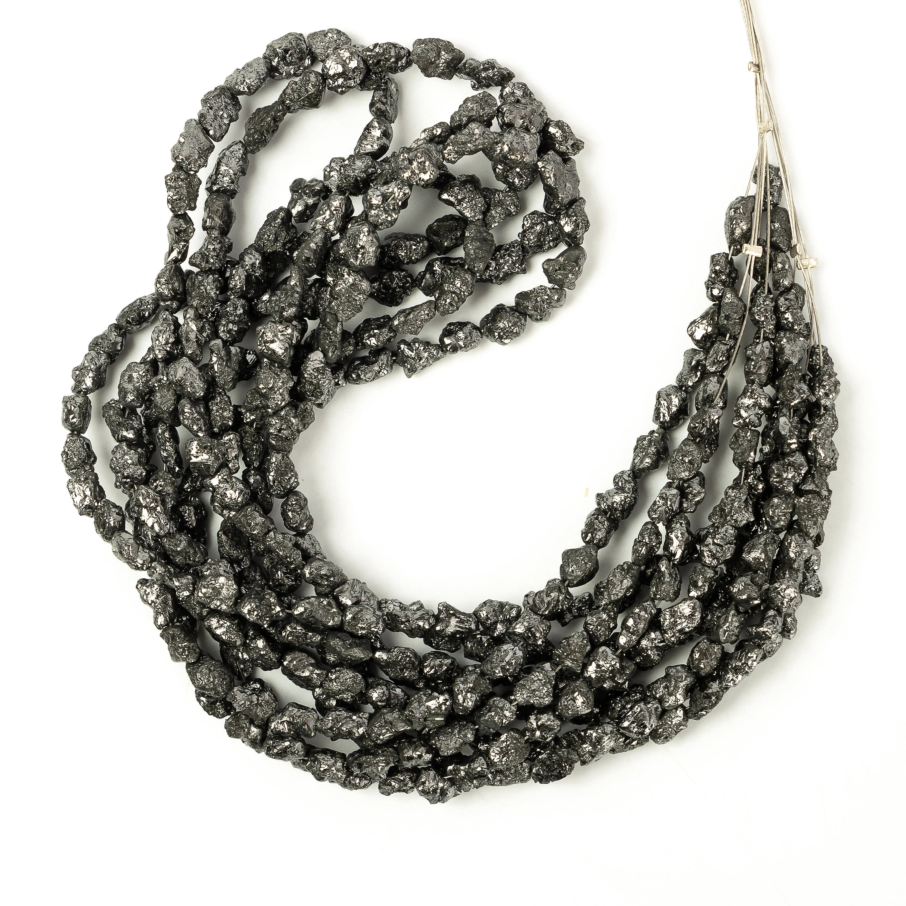 Elongated Black Diamond uncut Beads, Black Diamond Organic Rough Beads, SKU2268