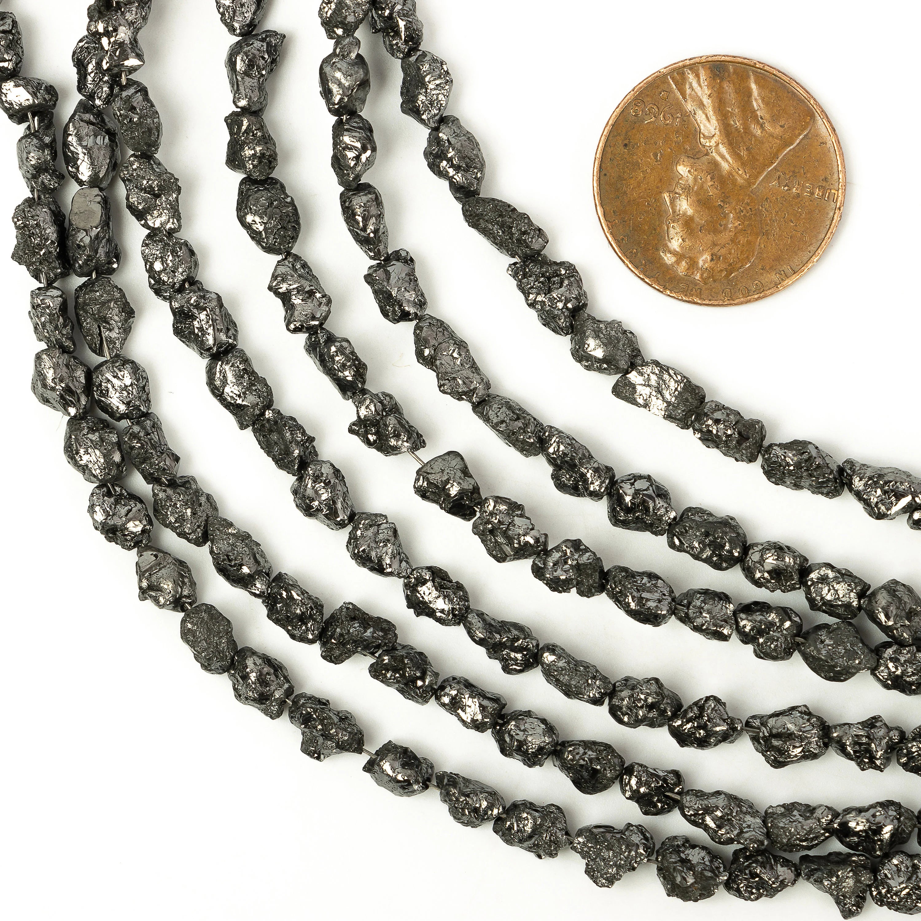 Elongated Black Diamond uncut Beads, Black Diamond Organic Rough Beads, SKU2268