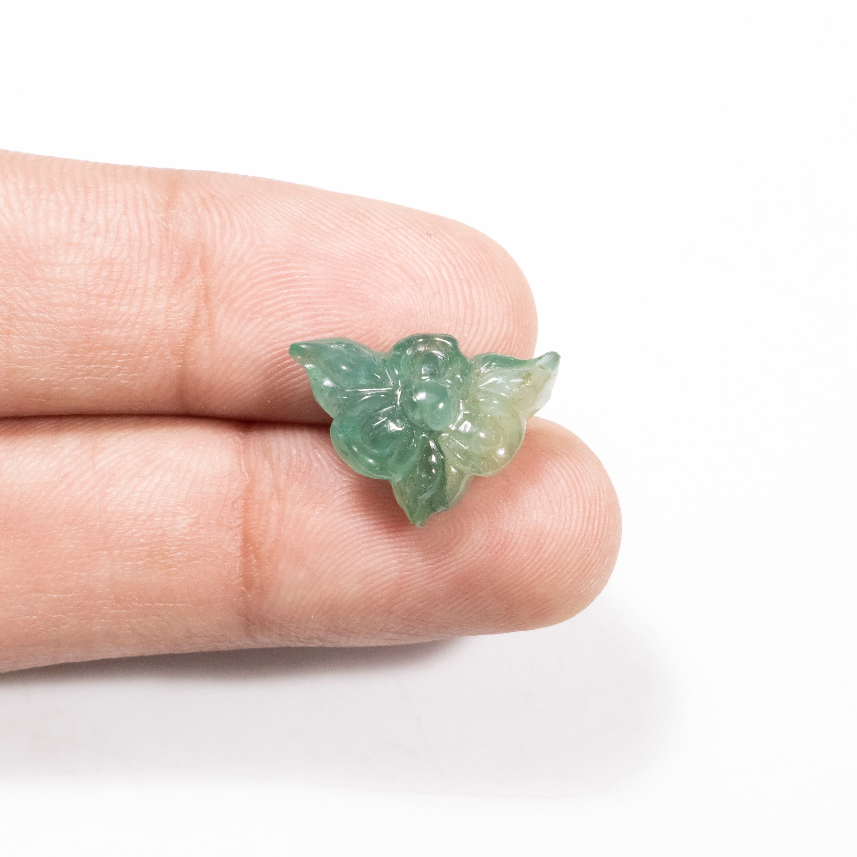 Natural Emerald Flower Carving Gemstone, Emerald Fancy Carving Gemstone, Emerald Jewelry Making Gemstone, Handmade Carving Gemstone