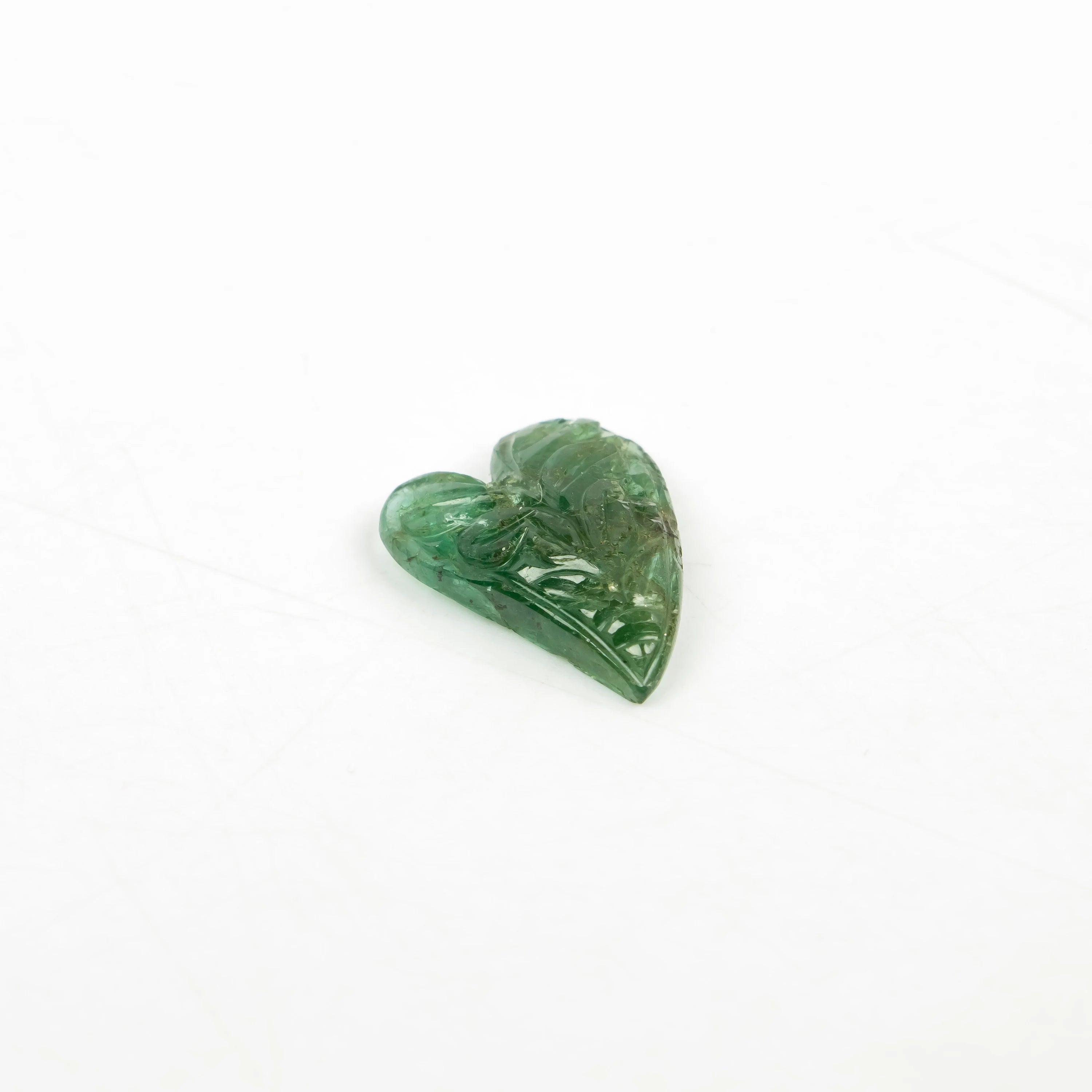 Natural Emerald Fancy Heart Shape Carving Loose Gemstone, Unique Handmade Gemstone, SKU2278