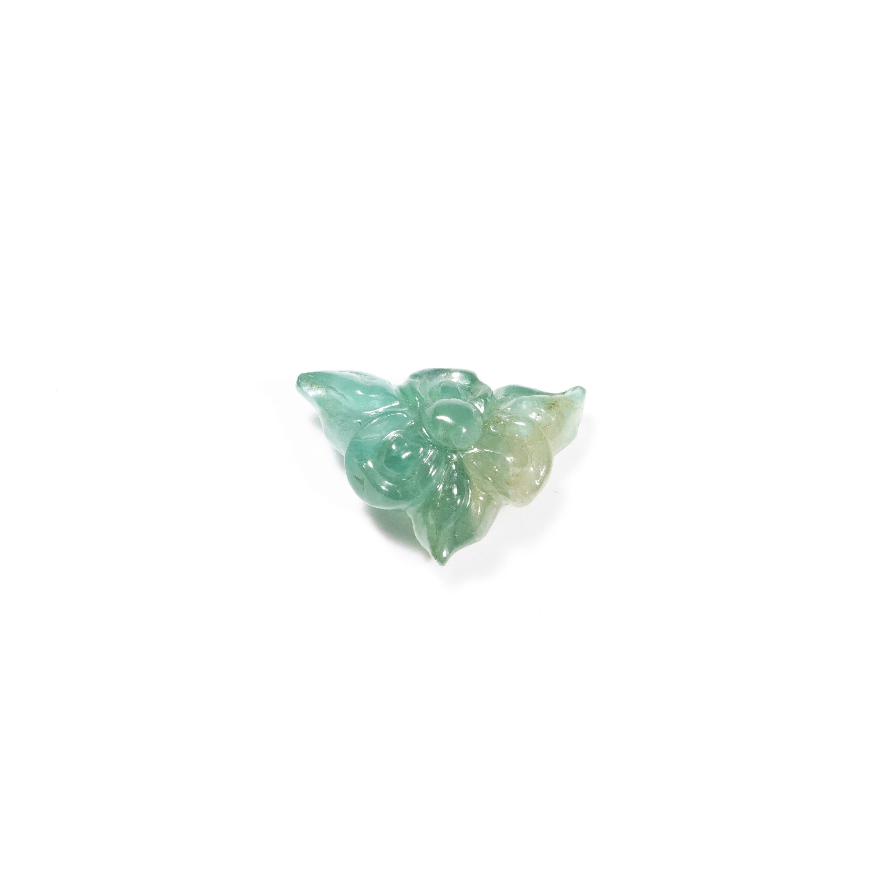 Natural Emerald Flower Carving Gemstone, Emerald Fancy Carving Gemstone, Emerald Jewelry Making Gemstone, Handmade Carving Gemstone
