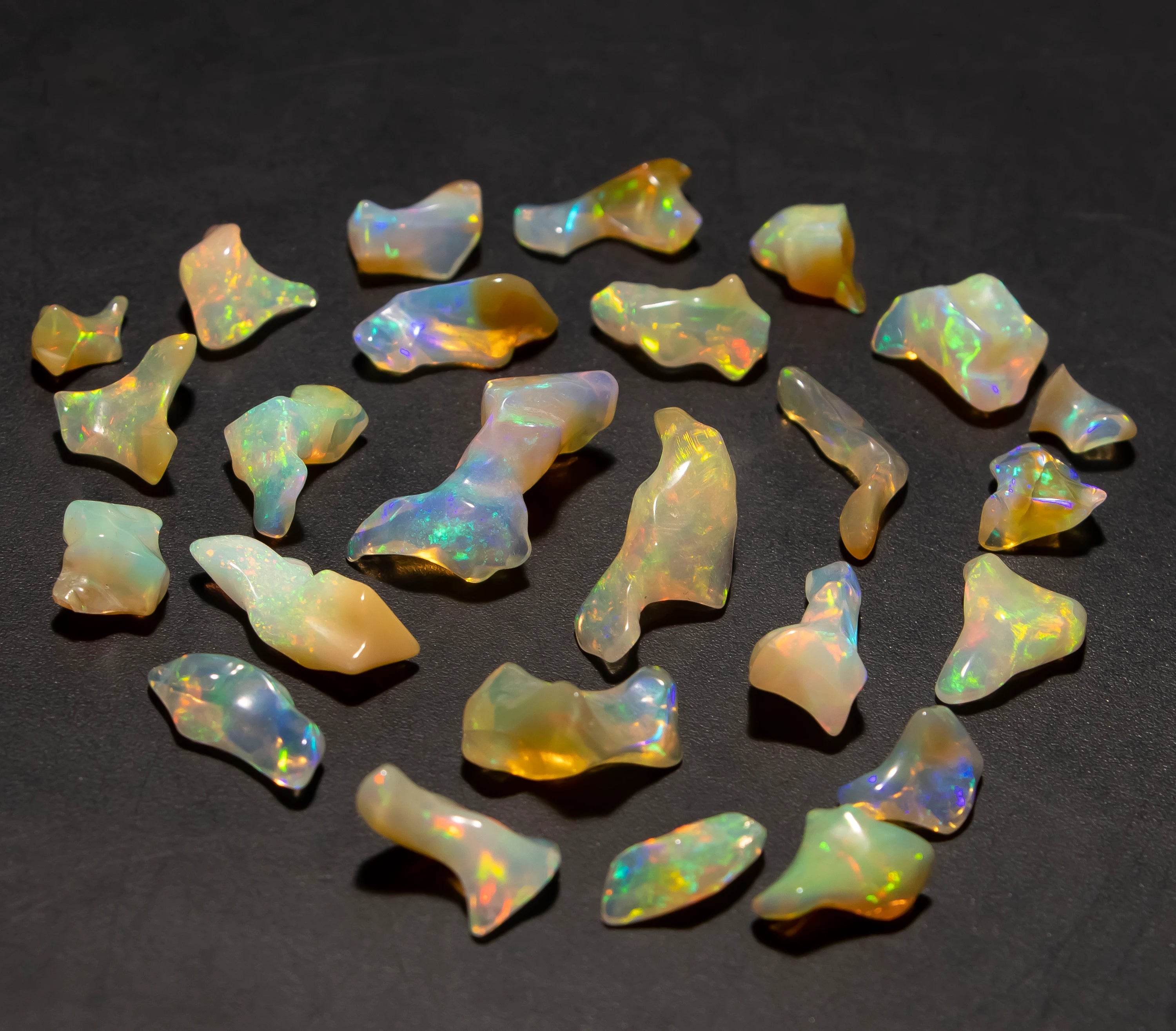 Natural Ethiopian Opal Smooth Unshaped Free Forms Rough Gemstone, 5.5x7 mm To 8x18 mm, 25 Piece, SKU2338